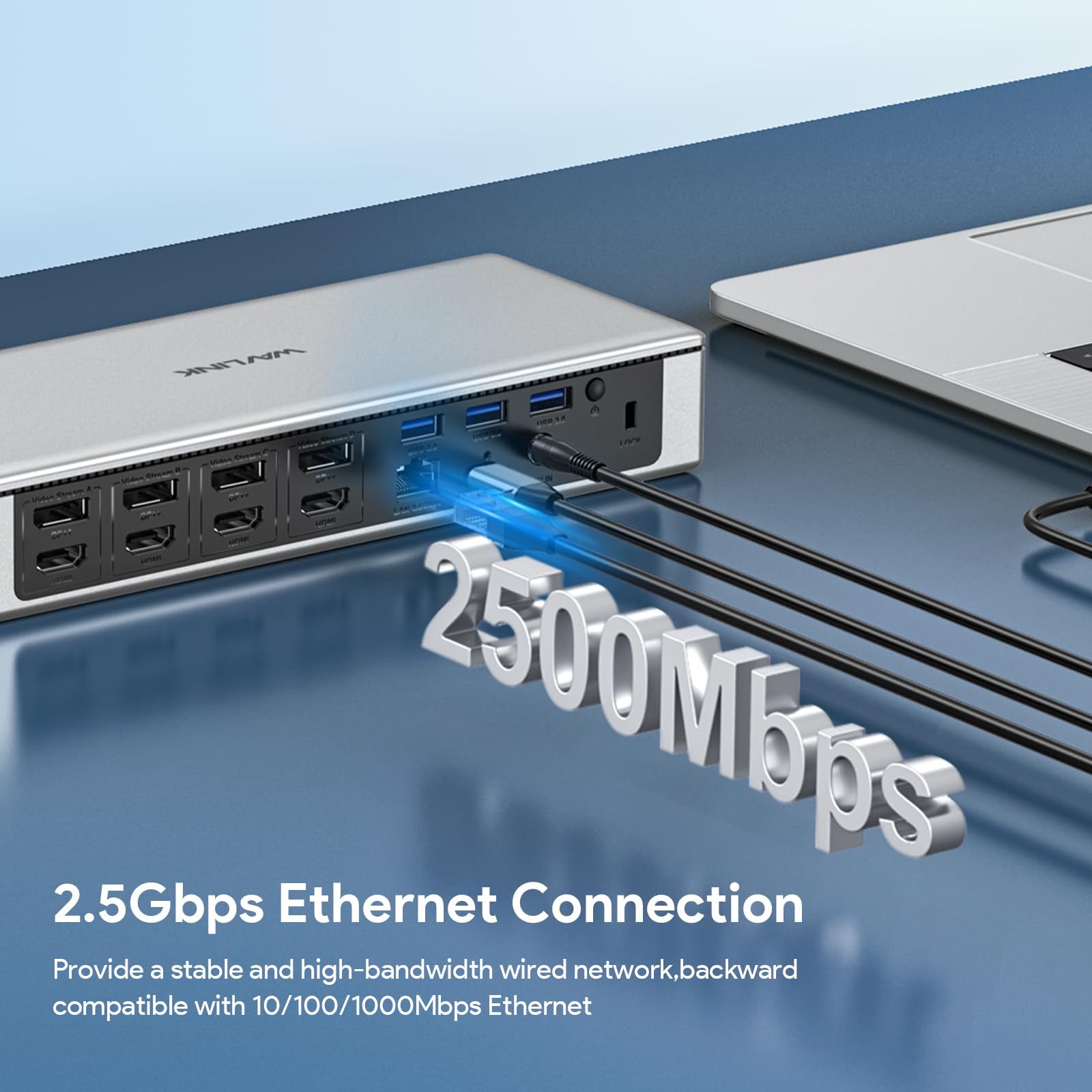 Wavlink Displaylink Laptop Docking Station   Quad Monitor 5K/4K @60Hz, 100W Charging   Thunderbolt 4/3, Usb C/A   M1 M2 Mac/Windows/Chrome/Ubuntu   4 Hdmi, 4 Dp, 180W Power, Sd 4.0 Cr, 2.5Gbps Lan