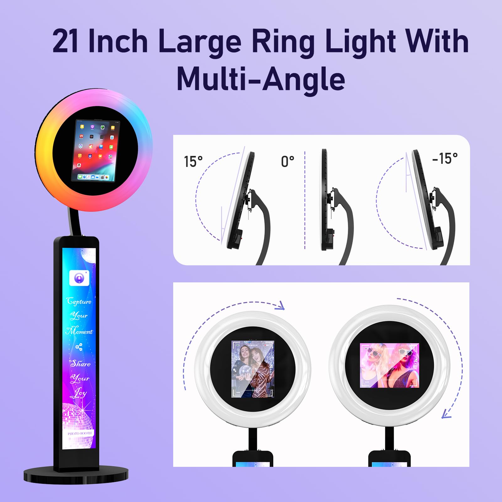 Sioxcfz Portable Photo Booth Shell Stand For Ipad 10.2'' 10.9'' 11'' 12.9''Selfie Photobooth Machines With Software App Control