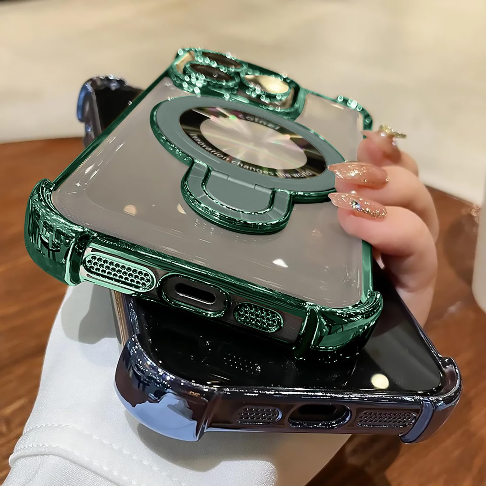 Uioeua For Iphone 14 Pro Case With Magnetic Ring Stand,[Compatible With Magsafe] Four Corners Shockproof [Military Grade Drop Pr