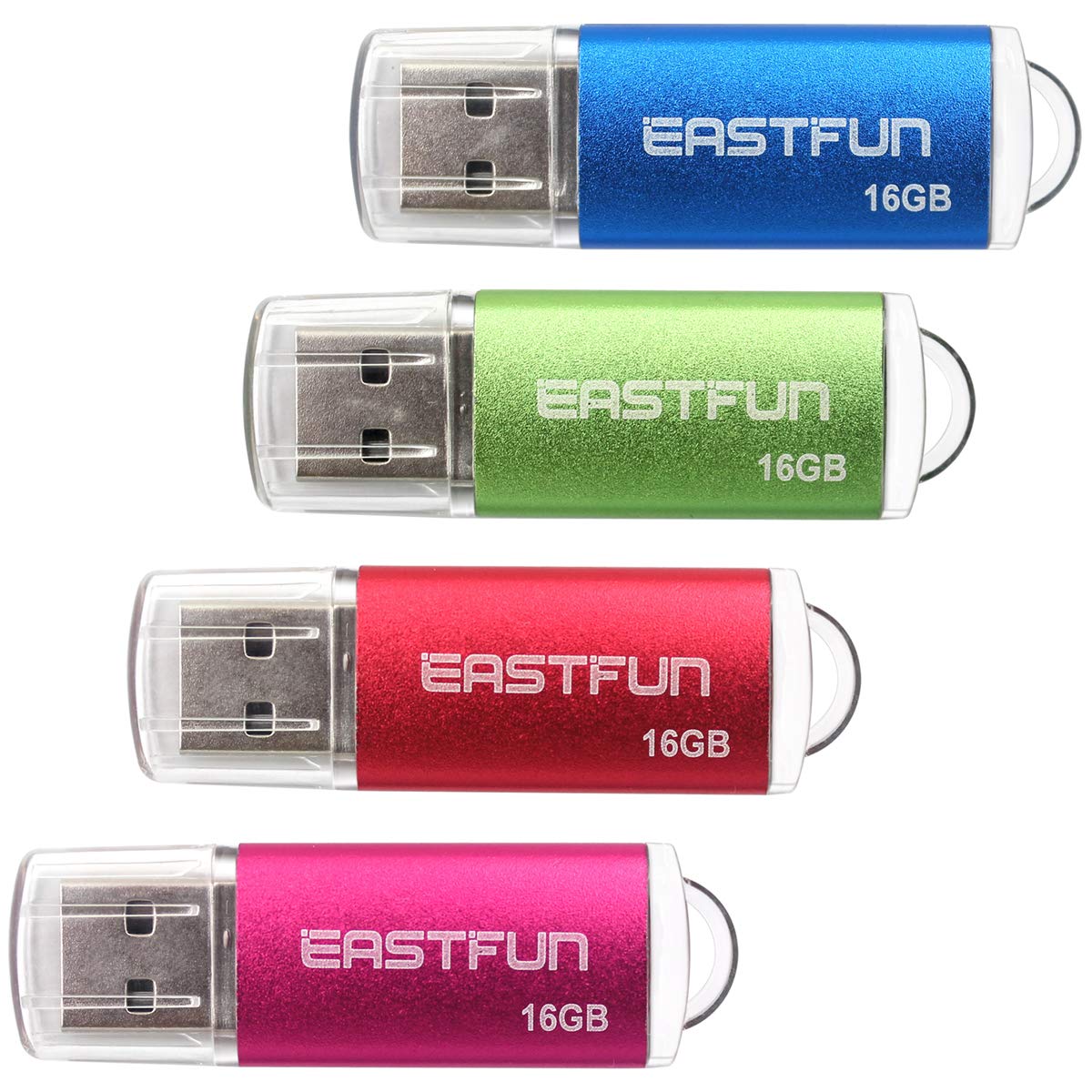 Eastfun 4 Pack 16Gb Usb 2.0 Flash Drive Memory Stick Thumb Drive Thumb Stick Jump Drive Zip Drive Pen Drive,With Led Indicator,4 Pcs Colors:Rose/Red/Green/Blue