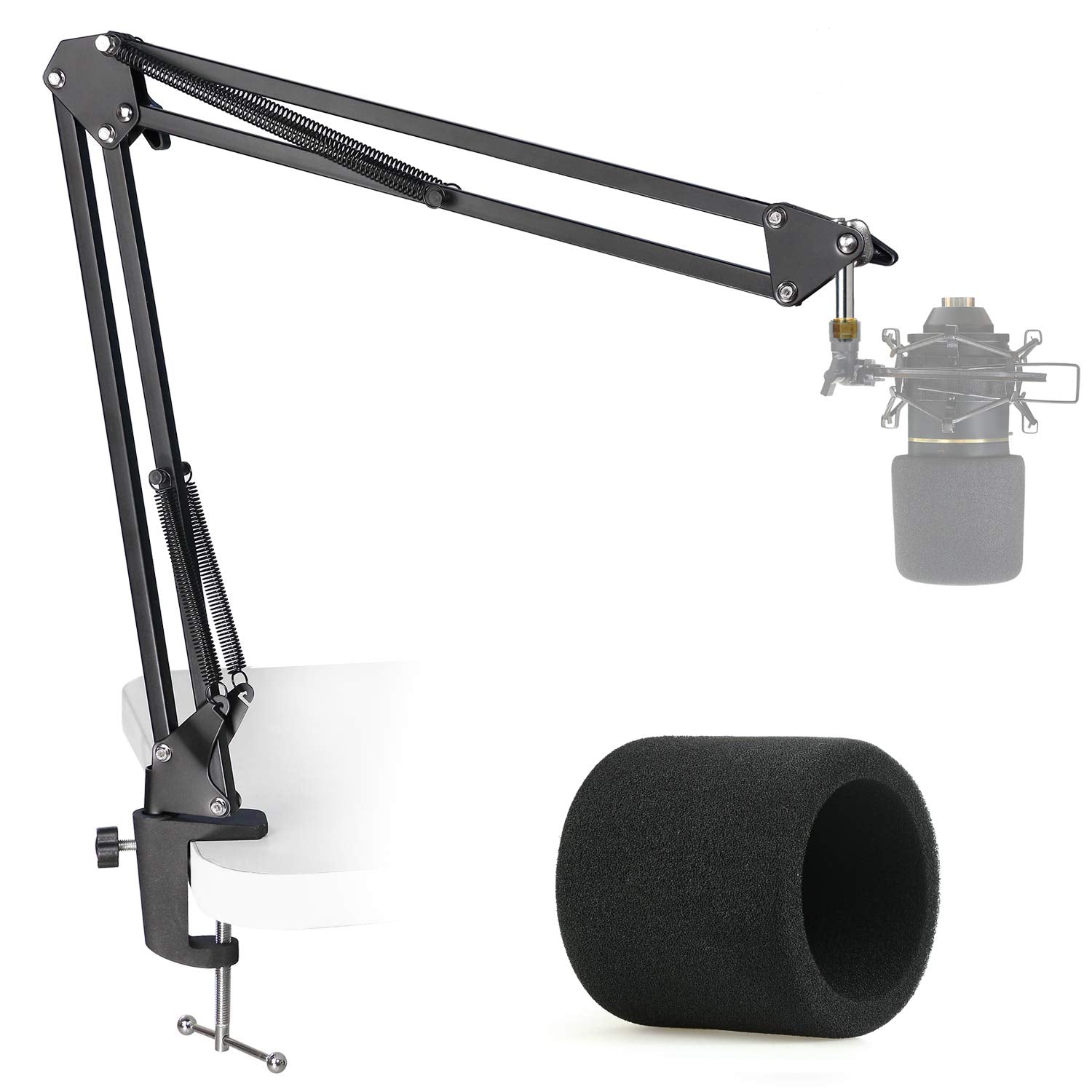 MXL 770 990 Microphone Stand with Pop Filter   Mic Suspension Boom Scissor Arm Stand with Foam Windscreen for MXL Mics 990 770 by YOUSHARES