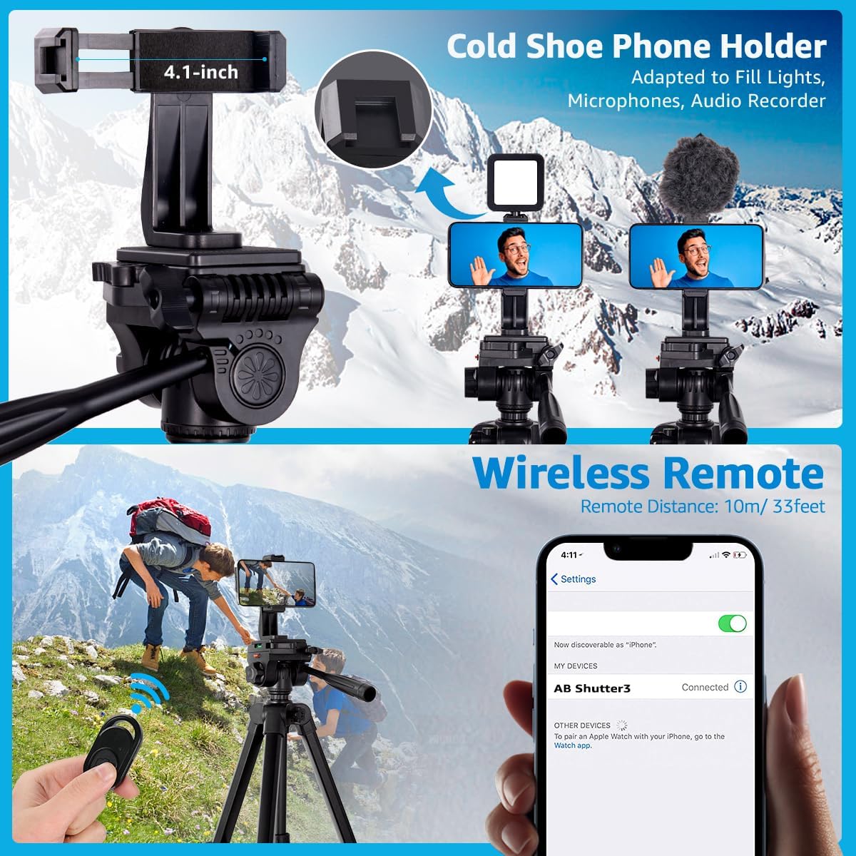 Tripod, Lusweimi 73 Inch Camera Tripod Stand With Travel Bag For Photography/Video Recording, Professional Heavy Duty Tripod With Wireless Remote & Phone Holder For Dslr/Slr/Dv/Projector/Phone