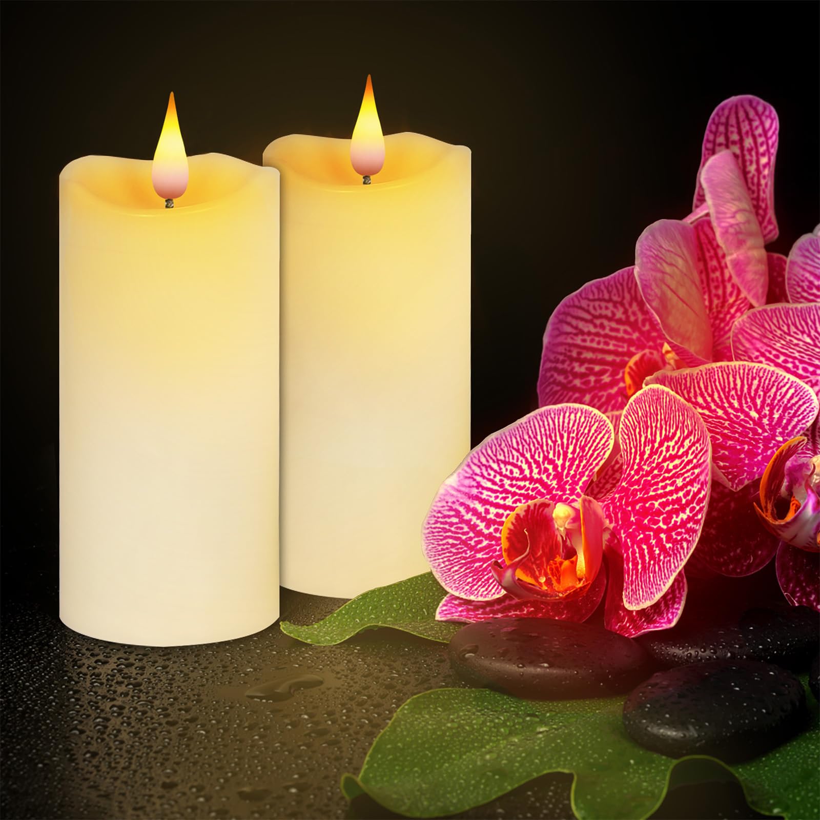 Aignis Indoor Flameless Led Candles Battery Operated With Remote Timer And Unique Double Color Flame For Home/Wedding/Holiday De