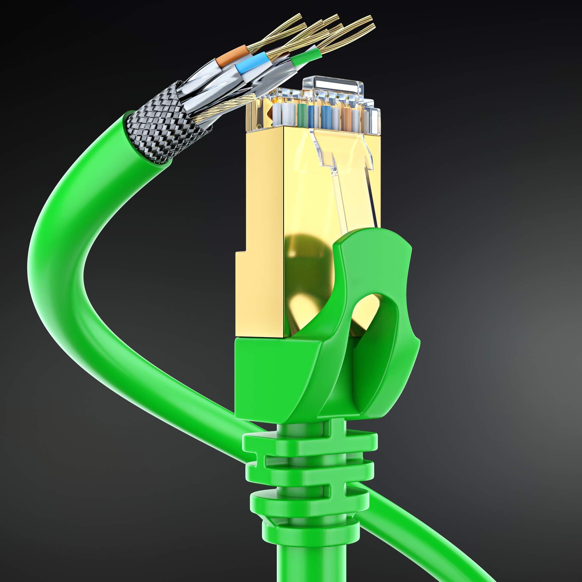 Cat 7 Ethernet Cable 12 Ft   High Speed Internet & Network Lan Patch Cable, Rj45 Connectors   12Ft / Green   Perfect For Gaming, Streaming, And More