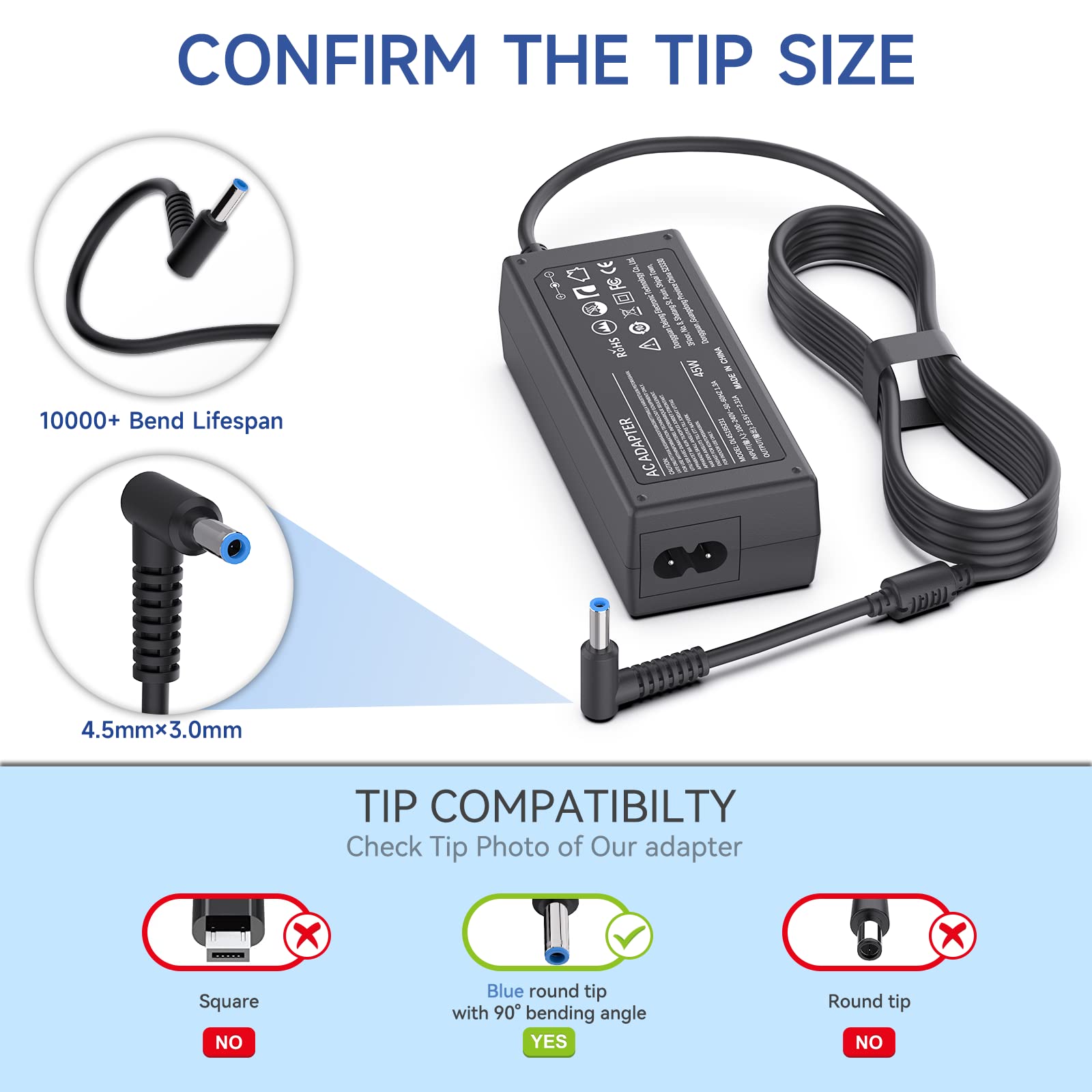 45 Watt Laptop Charger For Hp Charging Power Cord 213349 109 R 41013323 Hp Is 13252 Model 15 15 Ba009Dx Spectre Pavilion Stream