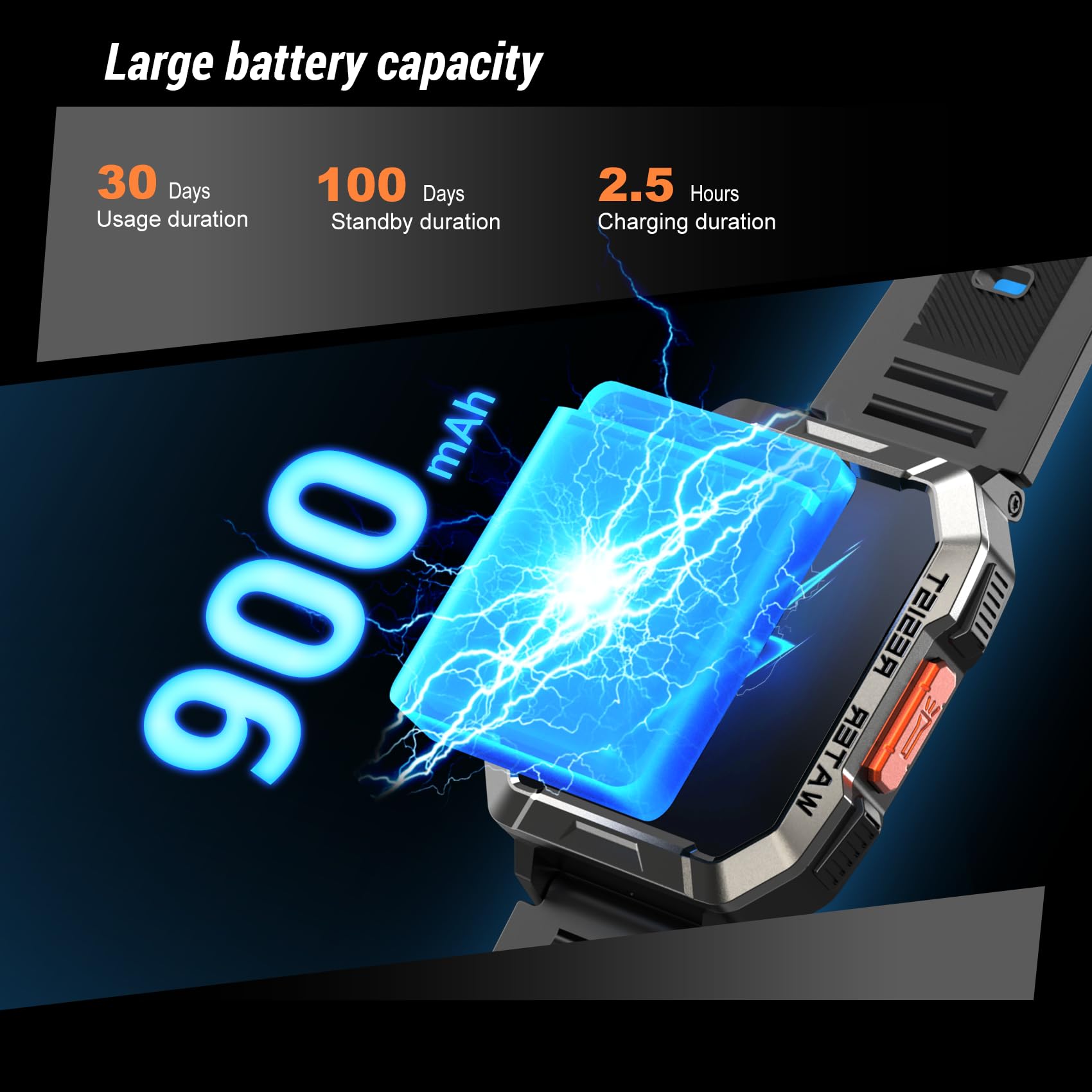 Military Smart Watch For Men (Answer/Make Calls), 2.01'' Smart Watch For Android And Iphone, Fitness Tracker With Flashlight/Com