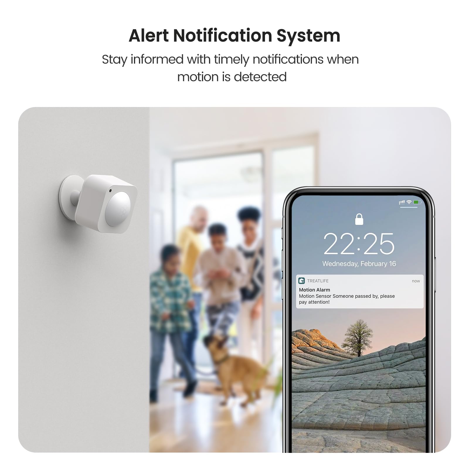 Treatlife Wifi Motion Sensor, 2.4Ghz Pir Motion Sensor For Alarm System, Smart Home Automation, Trigger Lights & Scenes, Wide Ra