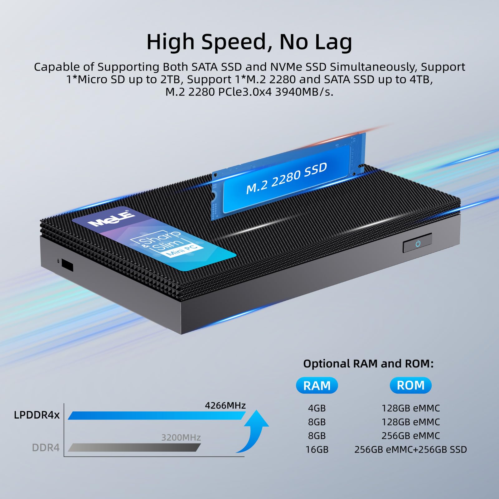 Mele Mini Pc Quieter 4C   12Th Gen N100, Fanless Pc, 16Gb Ram, 512Gb Rom, Win 11 Pro, 2.4/5G Wi Fi, Full Functional Usb C, 4K Tr