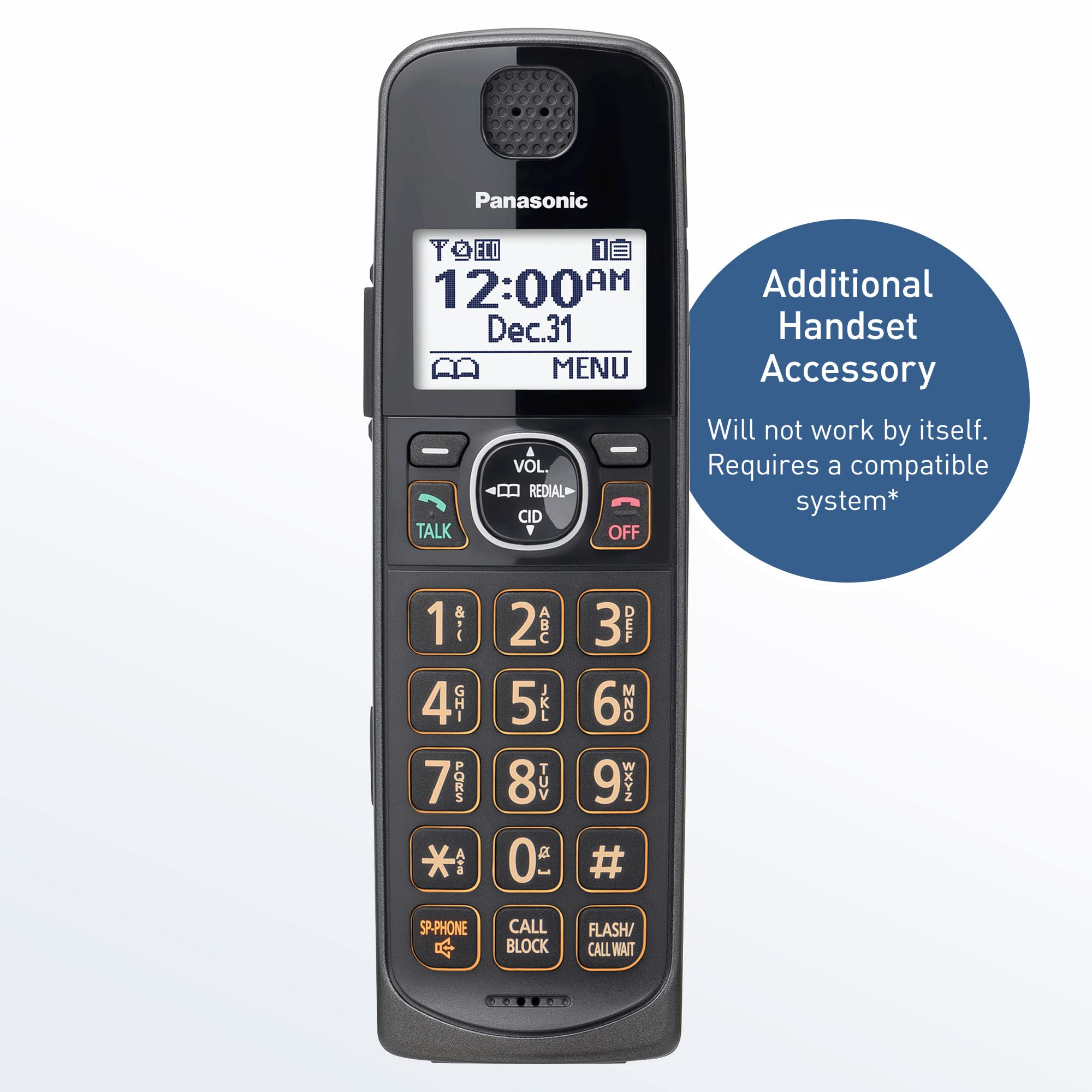 Panasonic Additional Cordless Phone Handset Compatible With Kx-Tge633M/Tge645M Cordless Phone Systems - Kx-Tgea60M (Metallic Bla