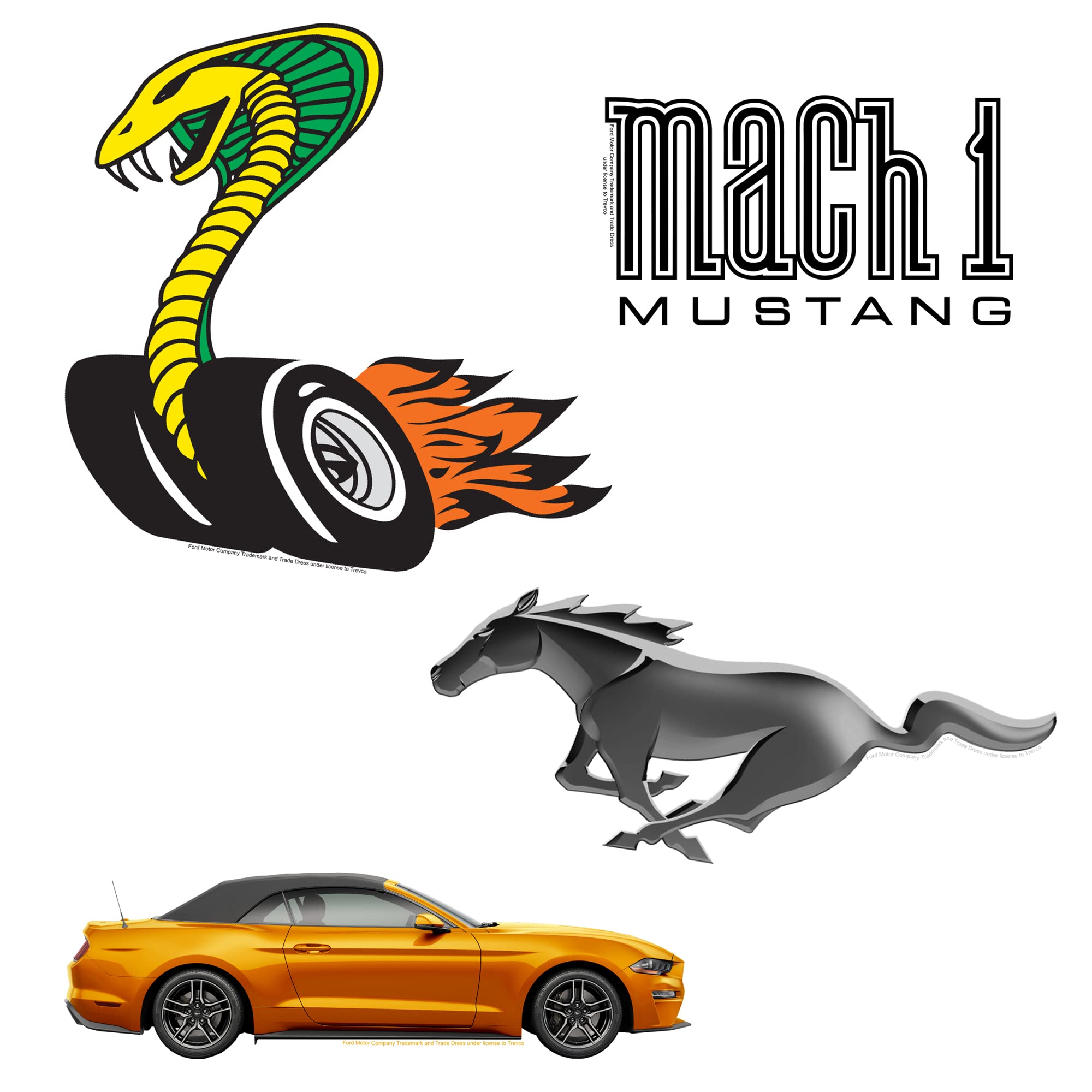 Ford Mustang Vinyl Large Deluxe Stickers Variety Pack   Laptop, Water Bottle, Scrapbooking, Tablet, Skateboard, Indoor/Outdoor