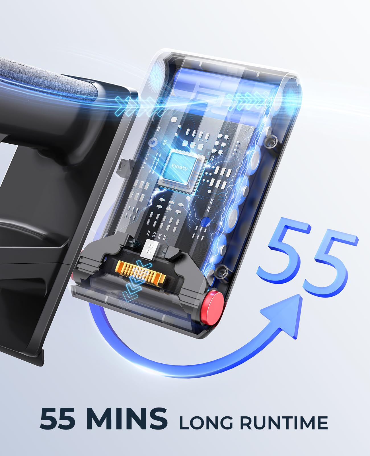 Fieety Cordless Vacuum Cleaner, 450W/40Kpa Stick Vacuum Cleaners For Home With Touch Display, 55 Mins Max Runtime, Lightweight H