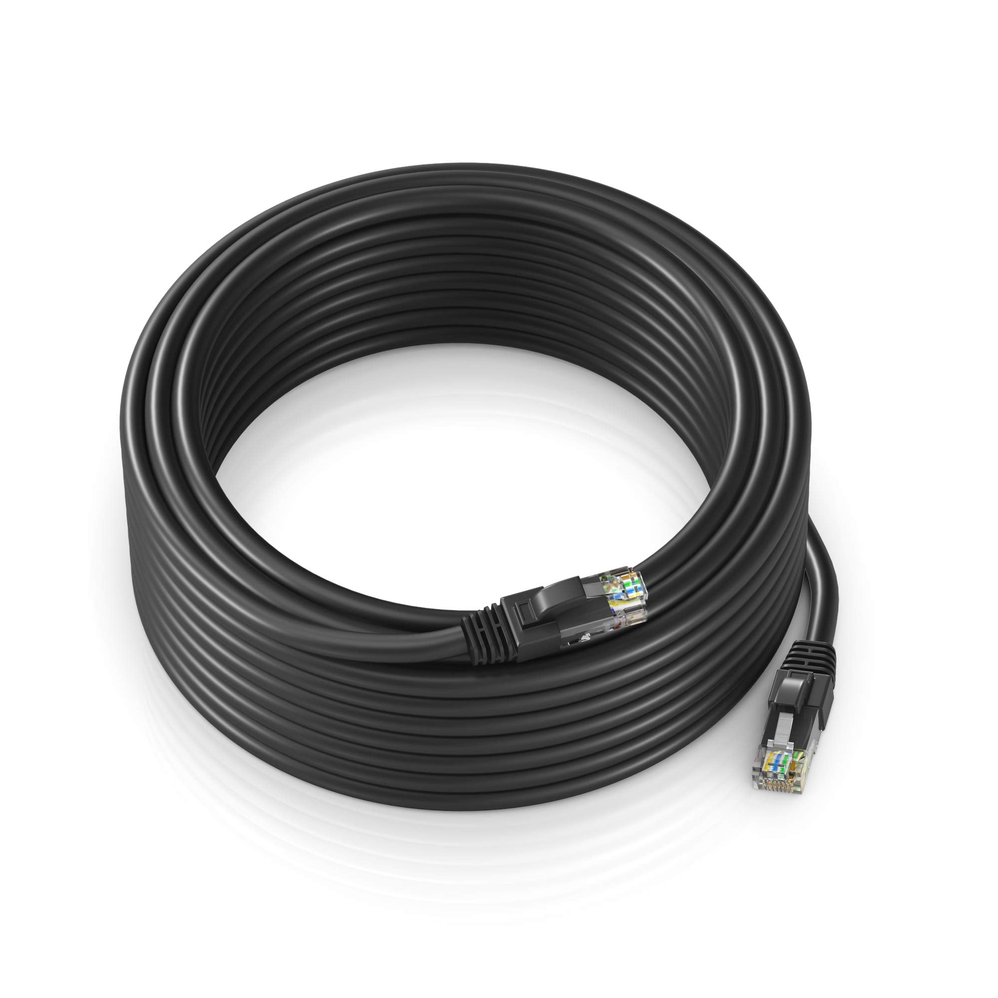Maximm Ethernet Cable 75 Ft Cat6 High Speed Internet Network Lan Cable Cord, Outdoor Waterproof (Black)