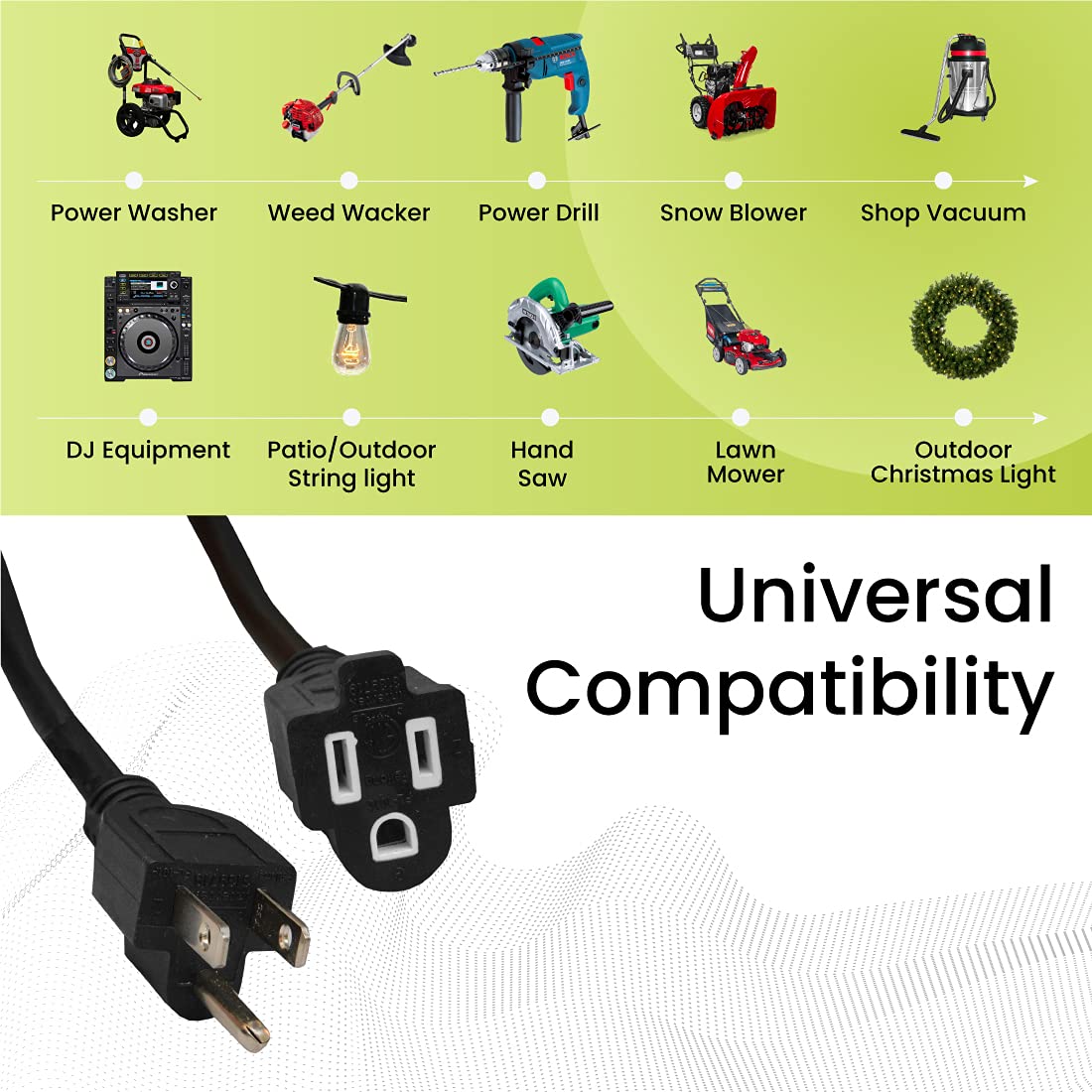 Go Green Power Inc. 16/3 25Ft Black Outdoor Extension Cord   Reliable, Heavy Duty   Ideal For Outdoor Tools & Equipment   Gg 137