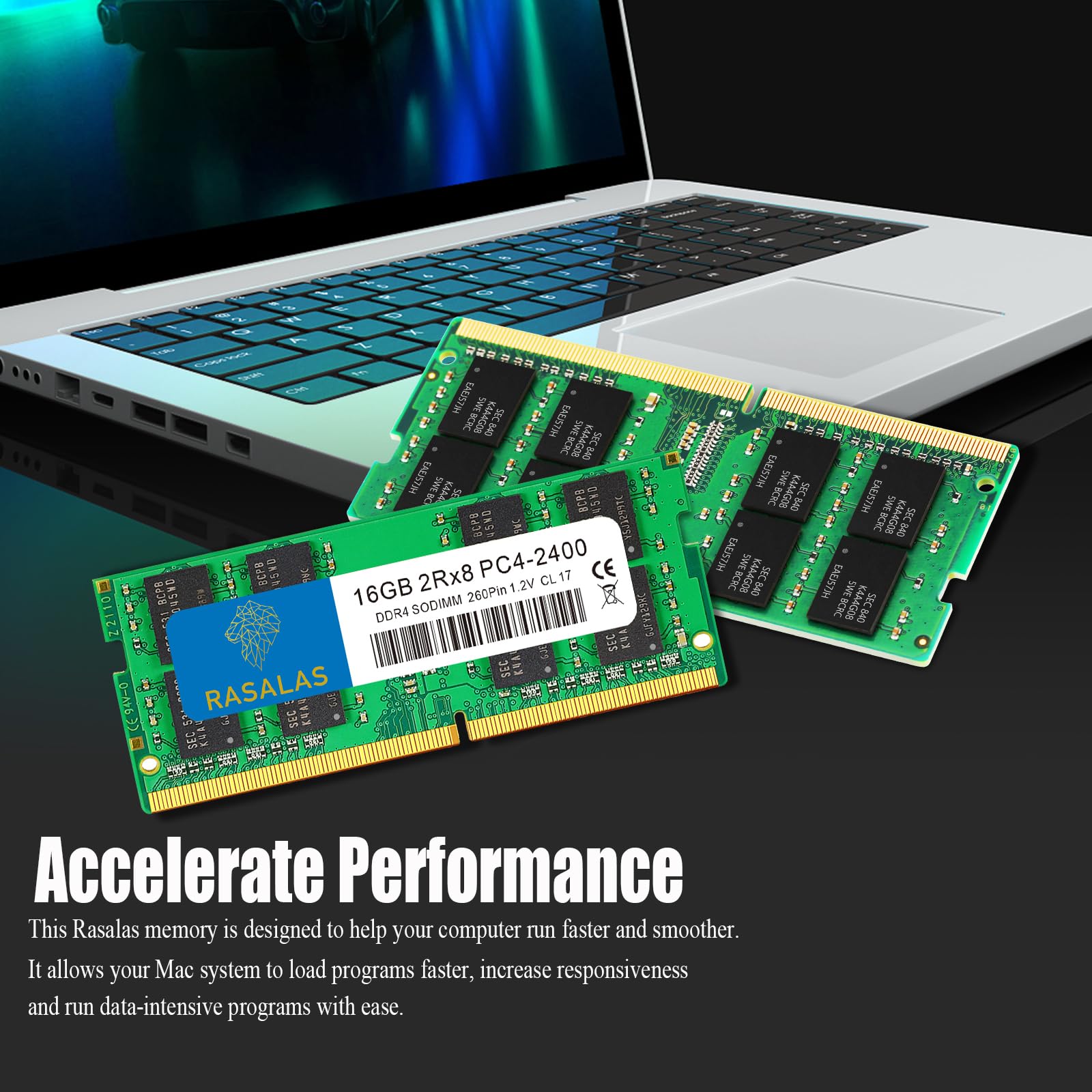 Rasalas 16Gb 2Rx8 Ddr4 2400Mhz (Ddr4 2400) Pc4 19200 (Pc4 2400T) Non Ecc Unbuffered 1.2V Cl17 2Rx8 Single Rank 260 Pin So Dimm L