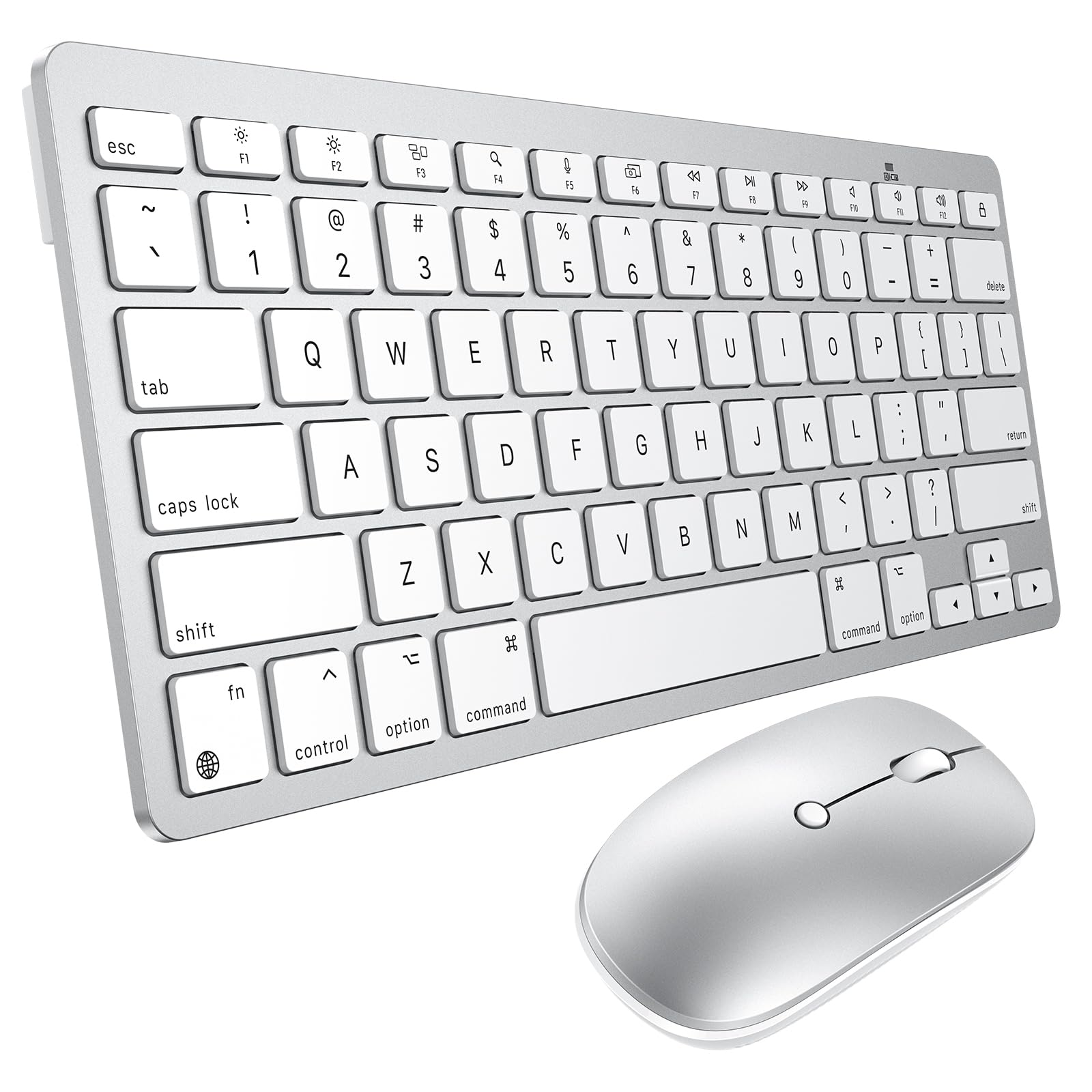 Wireless Keyboard and Mouse for Mac, 14 Media Shortcuts Keyboard with Adjustable DPI Mouse, Slim & Portable Design, Stable Bluet