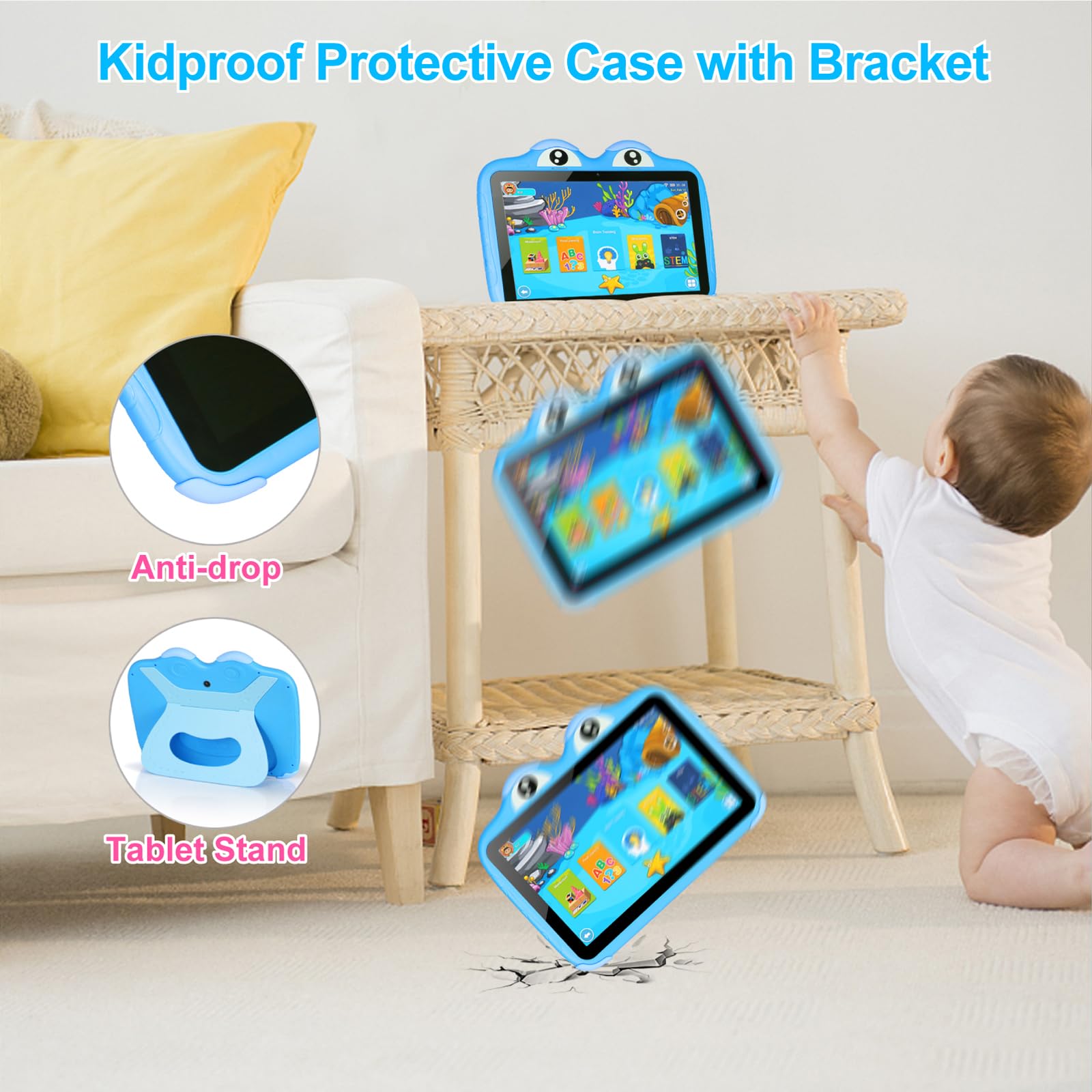 Kids Tablet 10.1 Inches Tablet For Kids, Android 11 64Gb Tablets For Kids With Case, Google Play, Youtube, Dual Camera, Wifi, Bl