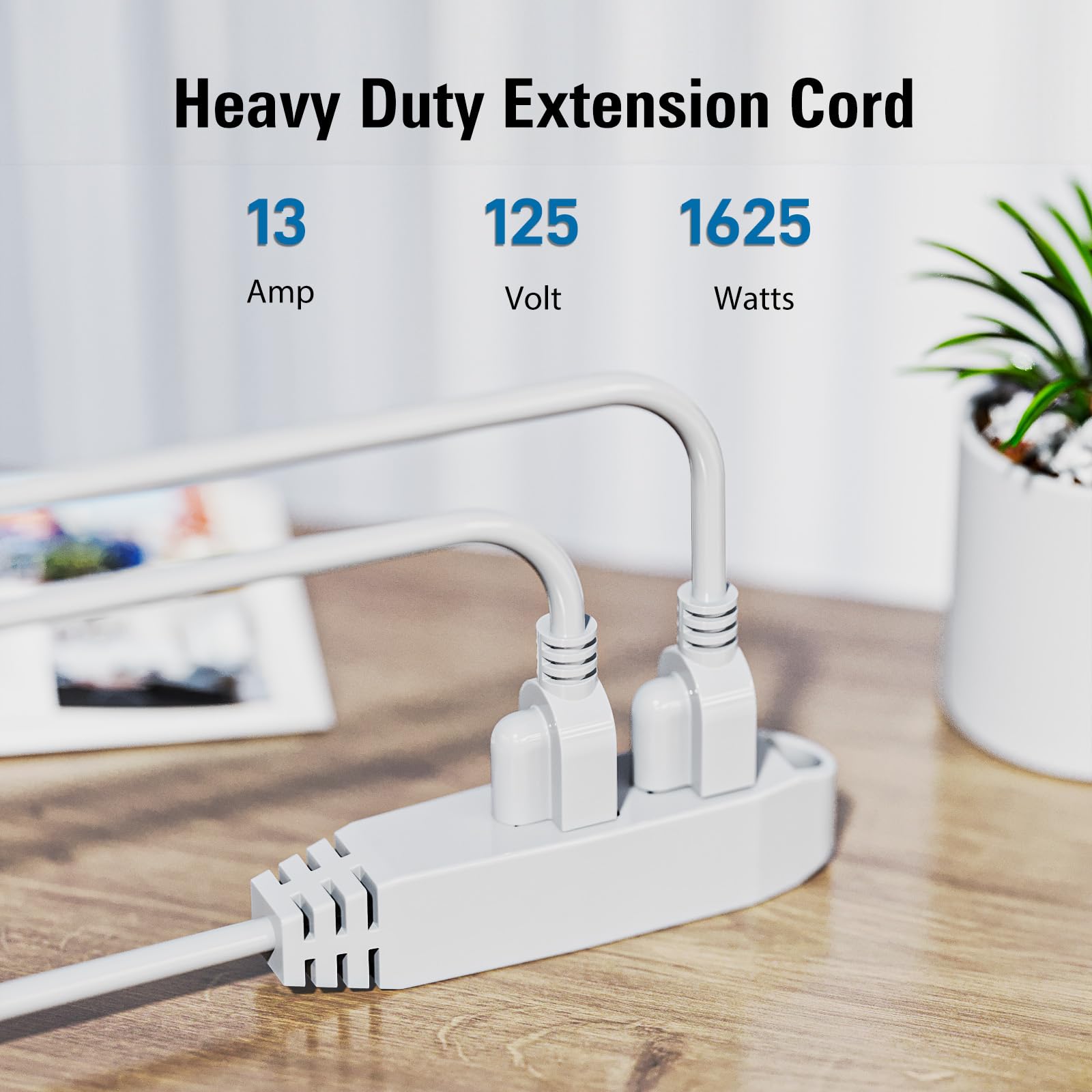 K Kasonic   12 Feet 3 Outlet Extension Cord, Ul Listed, 16/3 Sjtw 3 Wire Grounded, 13 Amp 125 V 1625 Watts, Multi Outlet Indoor/