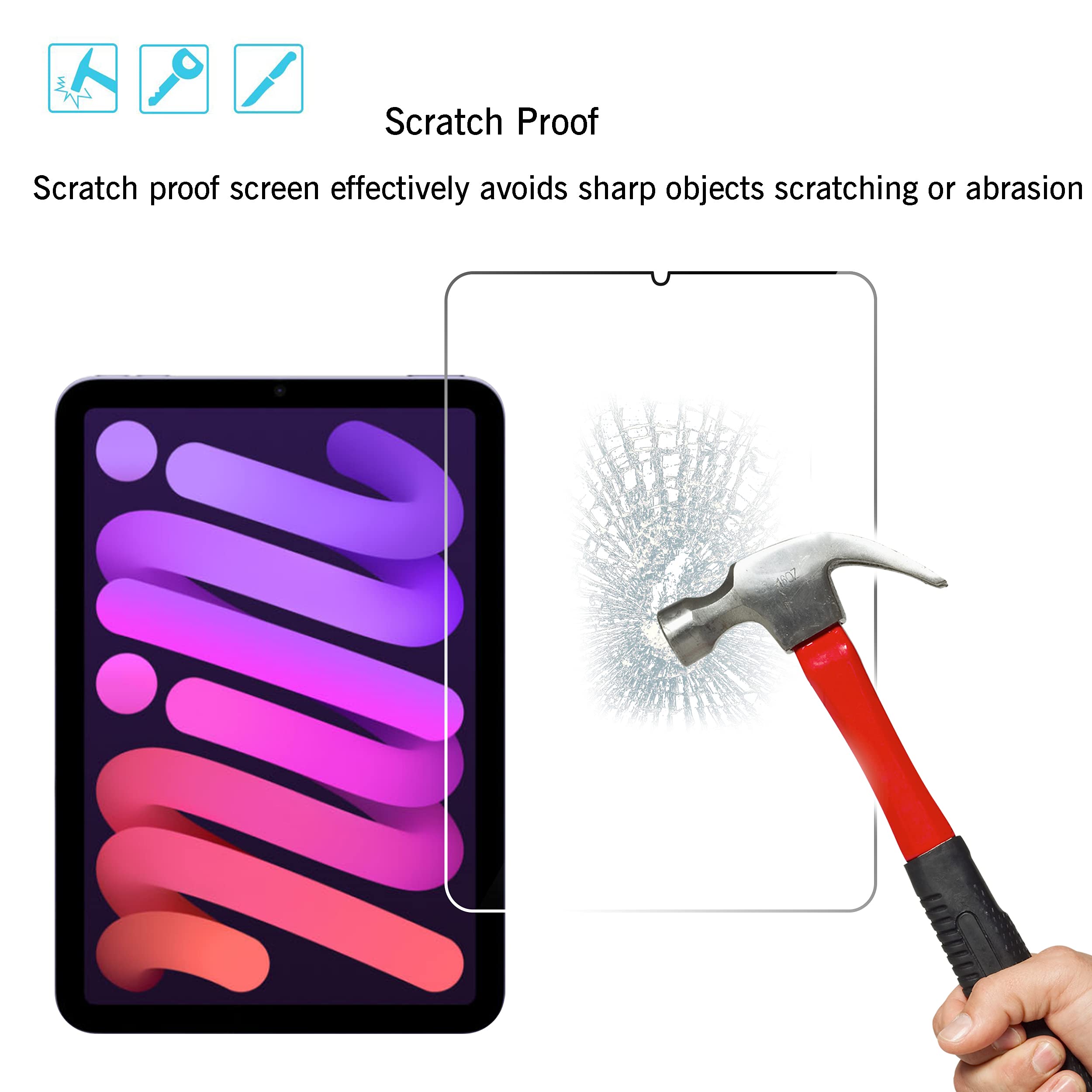 Ailun Screen Protector For Ipad Mini 6[8.3 Inch] [2021 Release] Tempered Glass 2.5D Edge Ultra Clear Transparency, Anti-Scratche