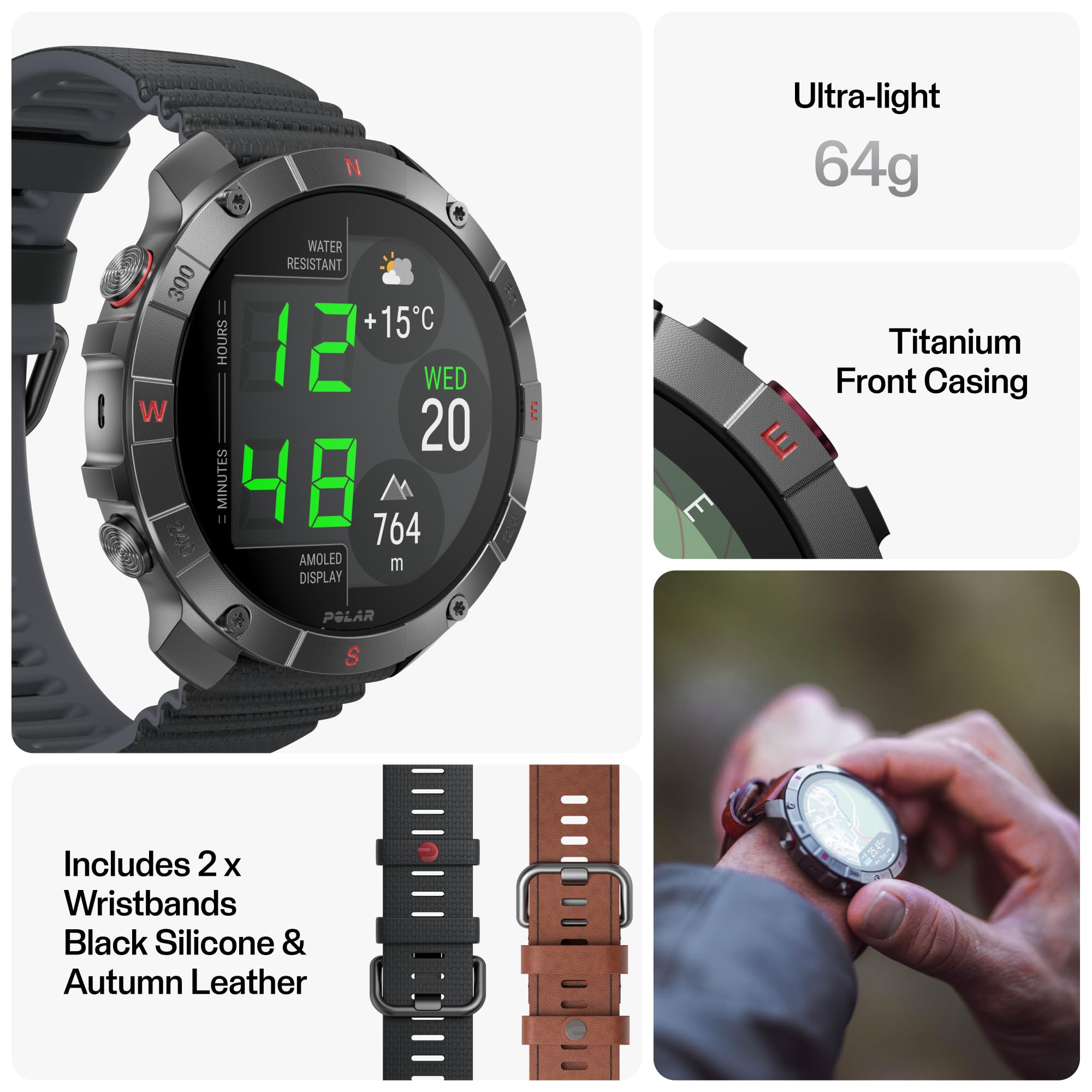 Polar Grit X2 Pro Titan Ultra Premium Gps Smart Sports Watch - Ultimate Outdoor Adventure Watch With Rugged Titanium Design, Adv