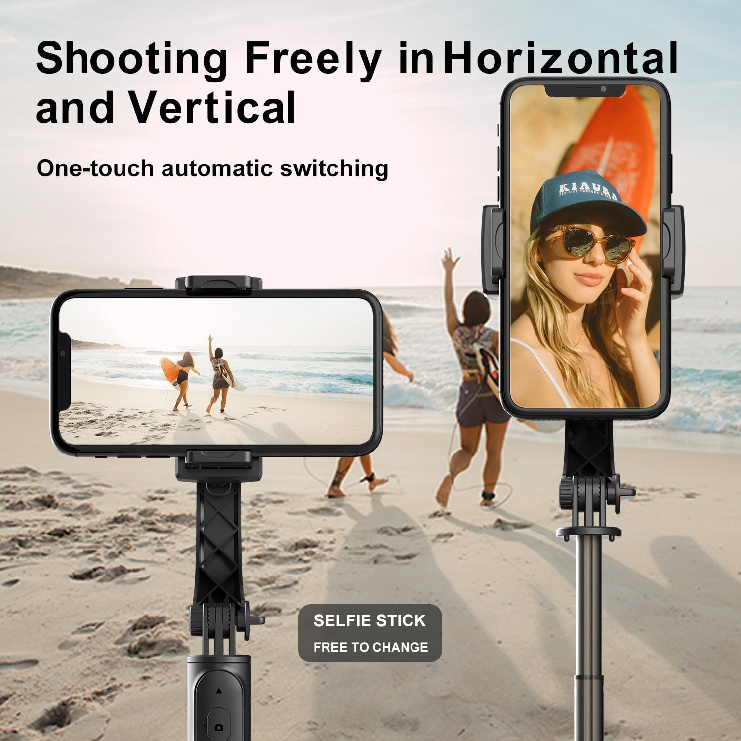 Gimbal Stabilizer For Smartphone,Selfie Stick Tripod With Remote Control Auto Balance 360 Rotation 1-Axis Phone Gimbal For Group