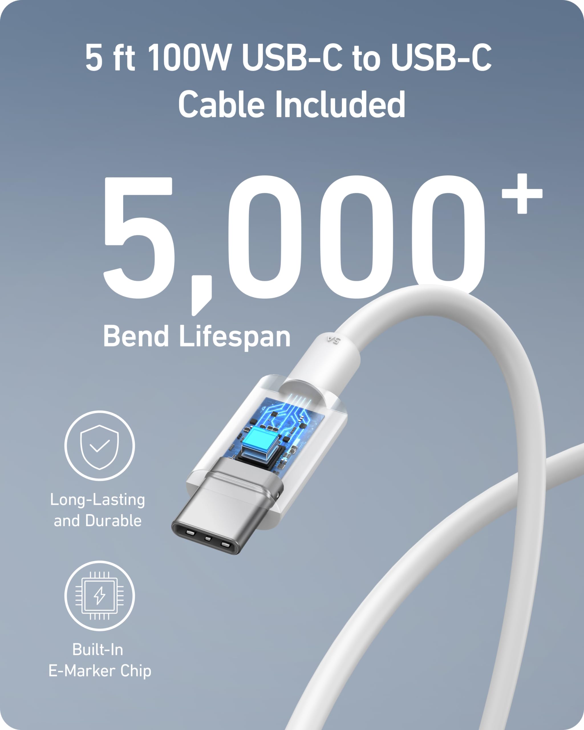 Anker Nano 100W Usb C Charger, 3 Port Fast Compact Gan Charger For Macbook Pro/Air, Pixelbook, Thinkpad, Dell Xps, Ipad Pro, Iph