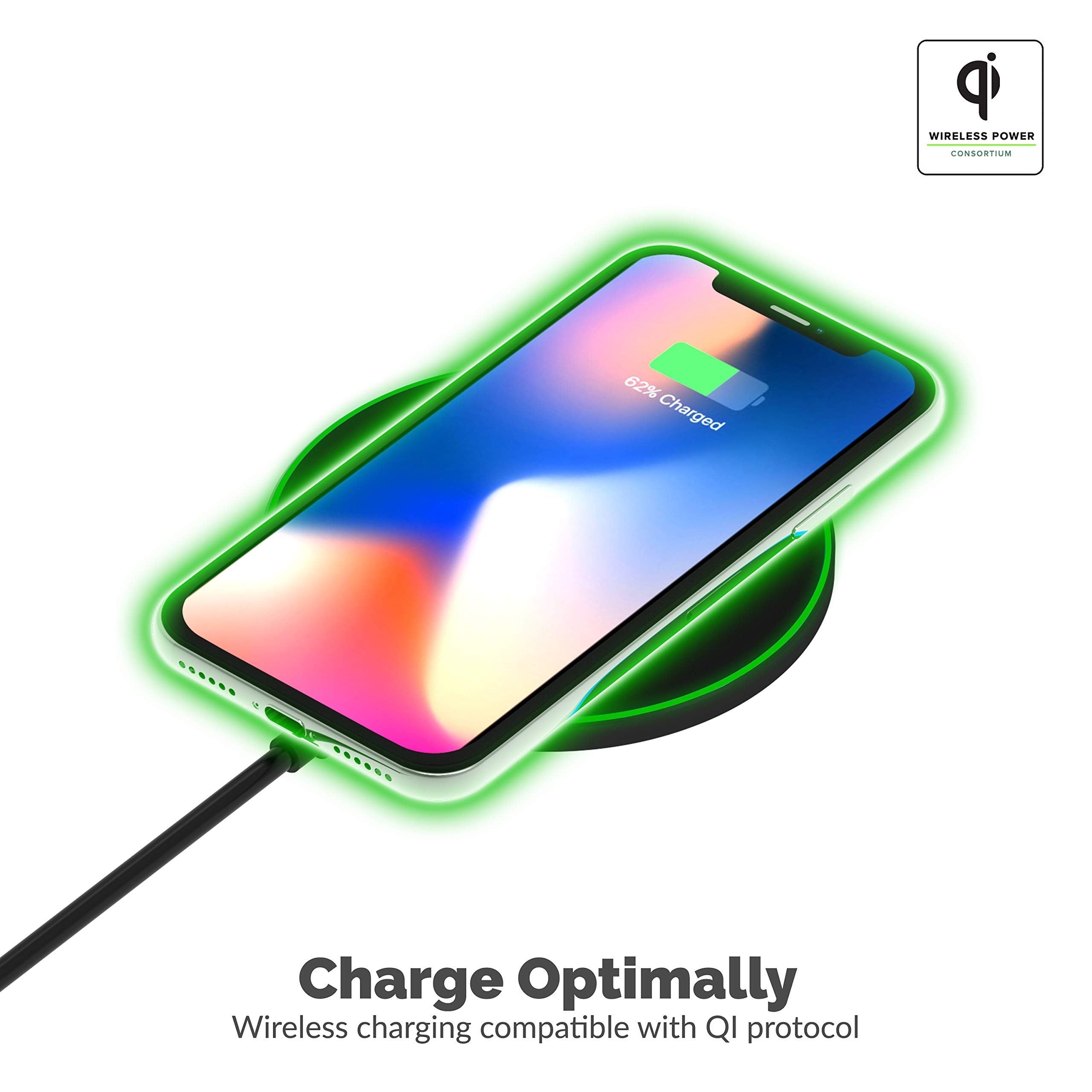 Sabrent 10W Qi Wireless Fast Charger Charging Pad, Universally Compatible With All Qi Enabled Phones [Ac Adapter Not Included] B