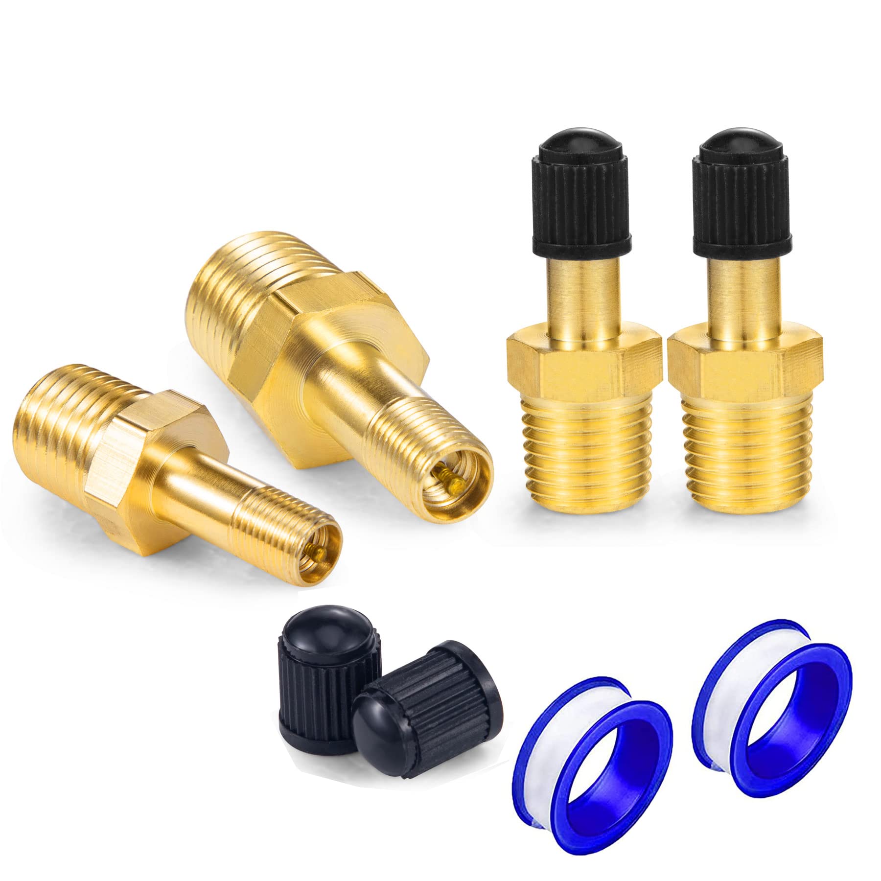 Breezliy 4Pcs 1/4'' Npt Tank Valve Anti Corrosion Brass Schrader Valve With Standard Valve Core With 1/4'' Npt Male,Using With A