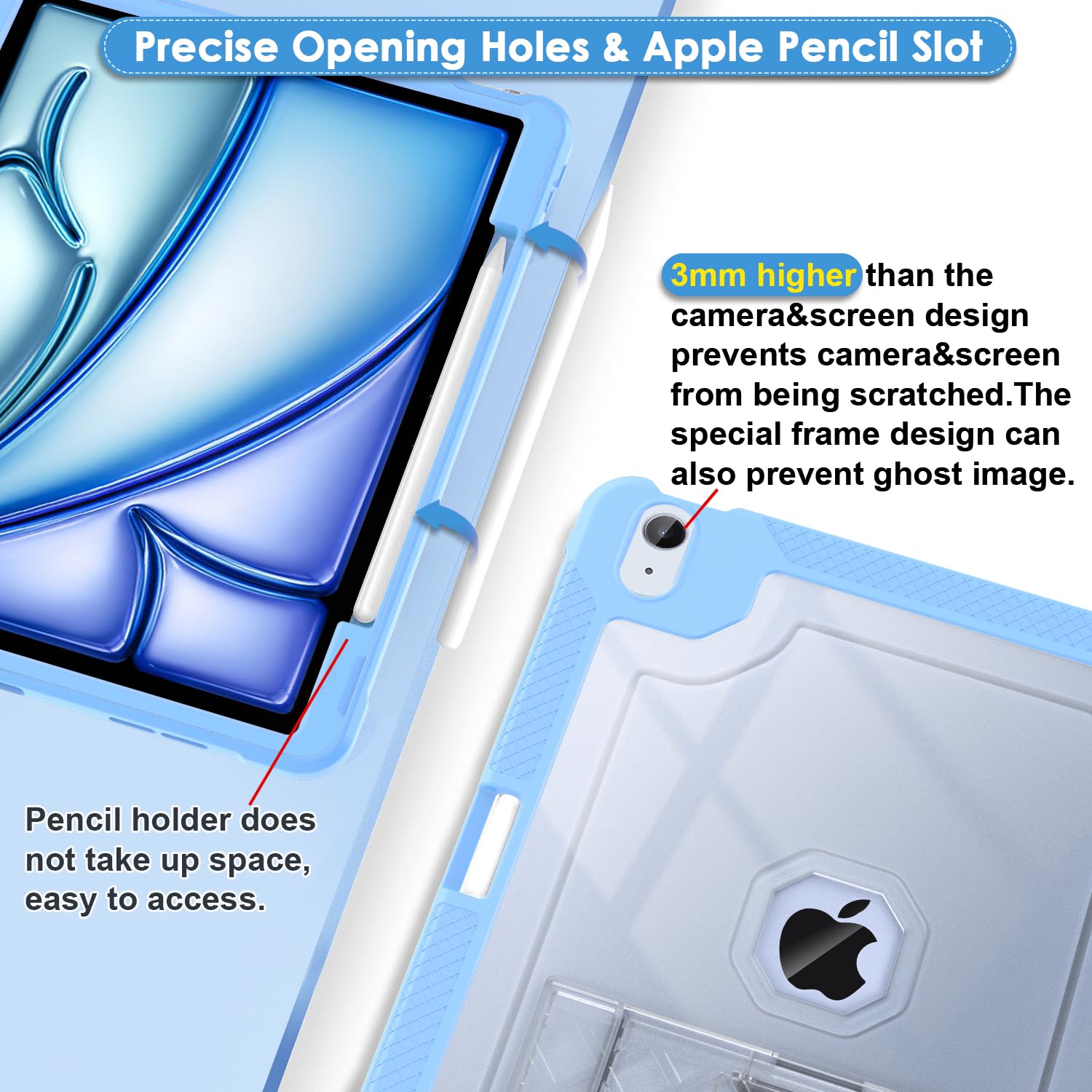 Zonefoker For New Ipad Air 13 Inch Case 2024 M2, 13'' Ipad Air Case 6Th Gen 2024 13 Inch Clear Slim Cover With Pencil Holder Hea