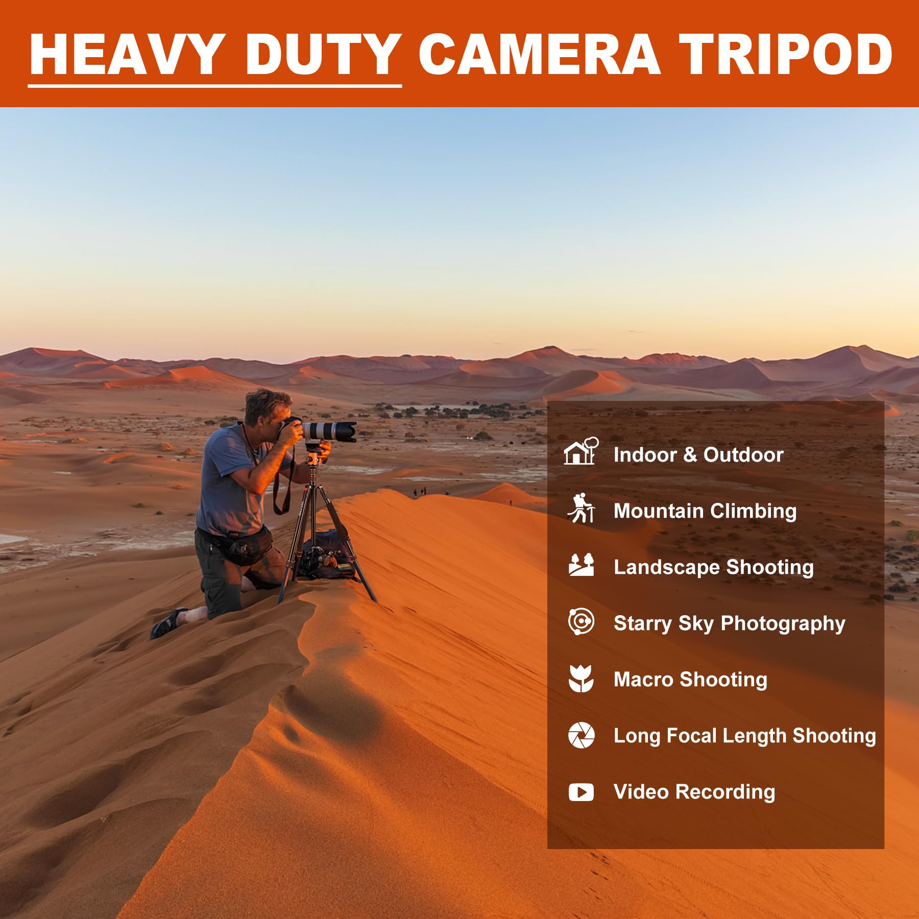 80/85 Inches Heavy Duty Tripod For Camera And Phone, 85 Camera Monopod Tripod, Dslr Binoculars Spotting Scope Camcorders Video T