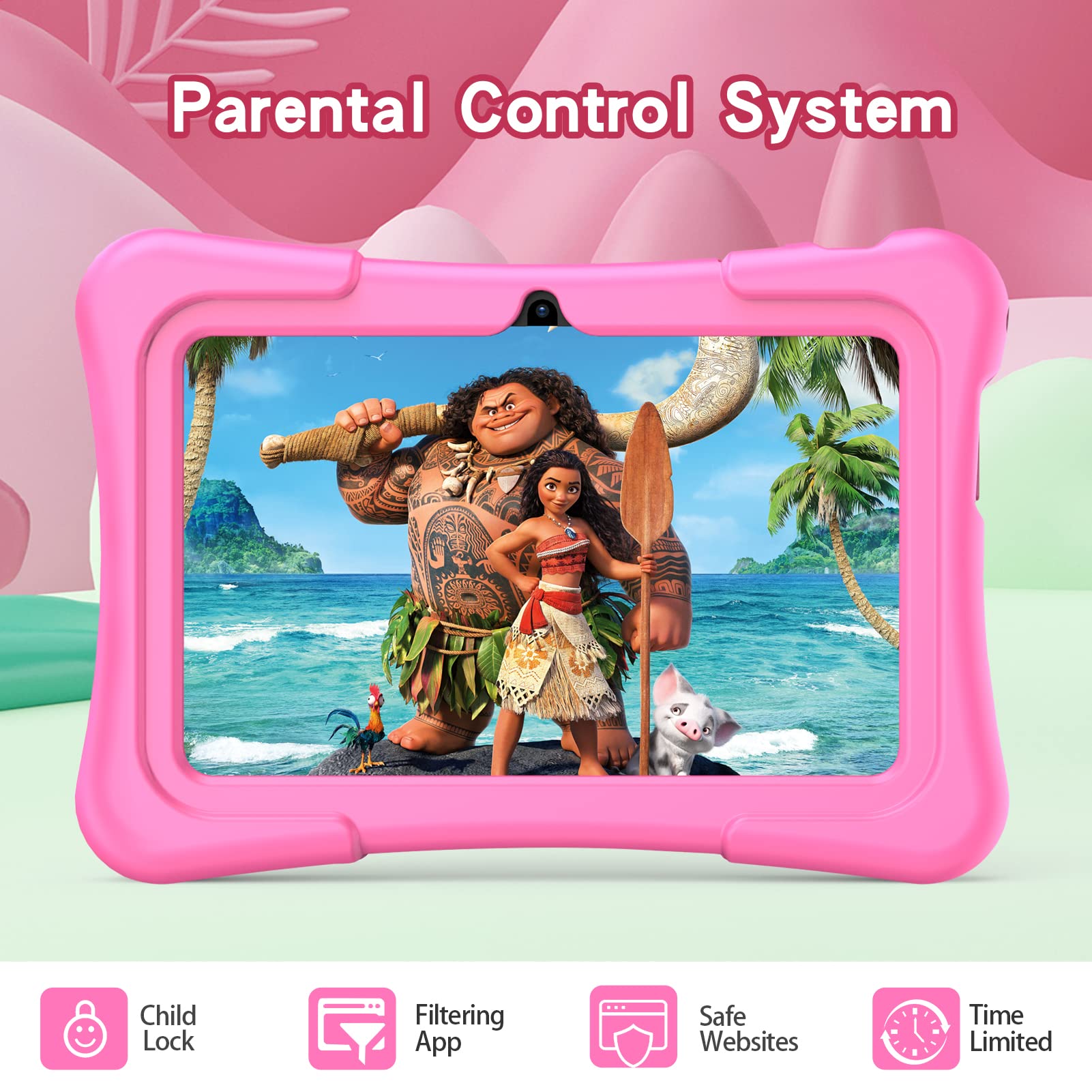 Pritom 7 Inch Tablet For Kids With Solid Case, Kids Tablets 32Gb With Parental Control, Pre-Installed Free Apps Games, Learning