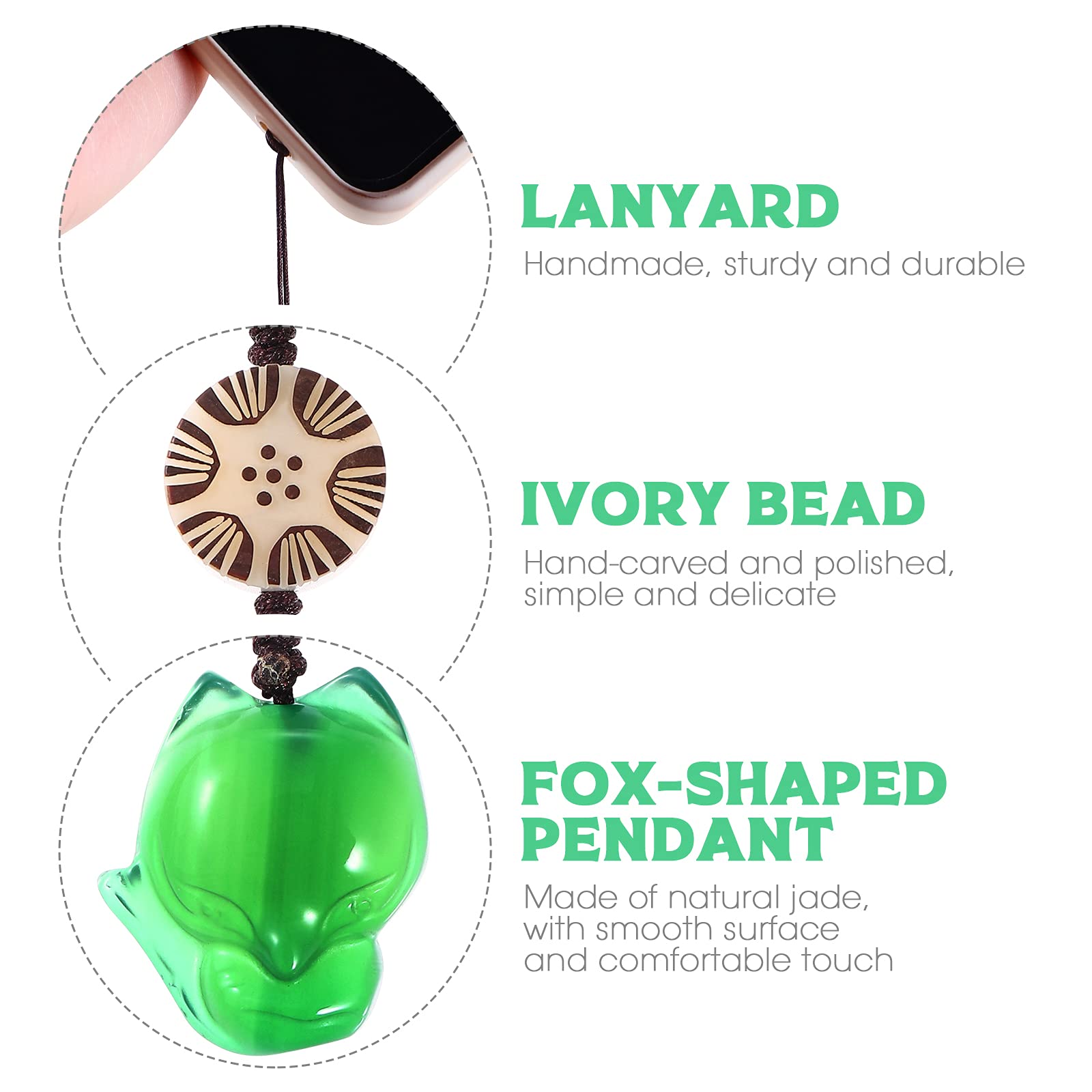 Hemobllo Cell Phone Strap Cartoon Fox Phone Charm Key Chain Car Key Purse Pendant Hanging Pendants Decor Green