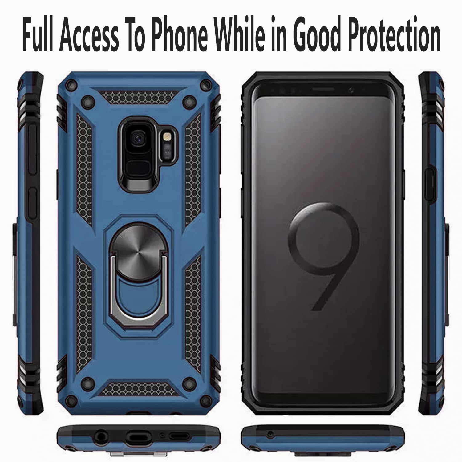 Starshop Galaxy S9 Plus Case, Samsung Galaxy S9 Plus Case, [Not Fit S9 ] With [Tempered Glass Protector Included] Rotatable Meta