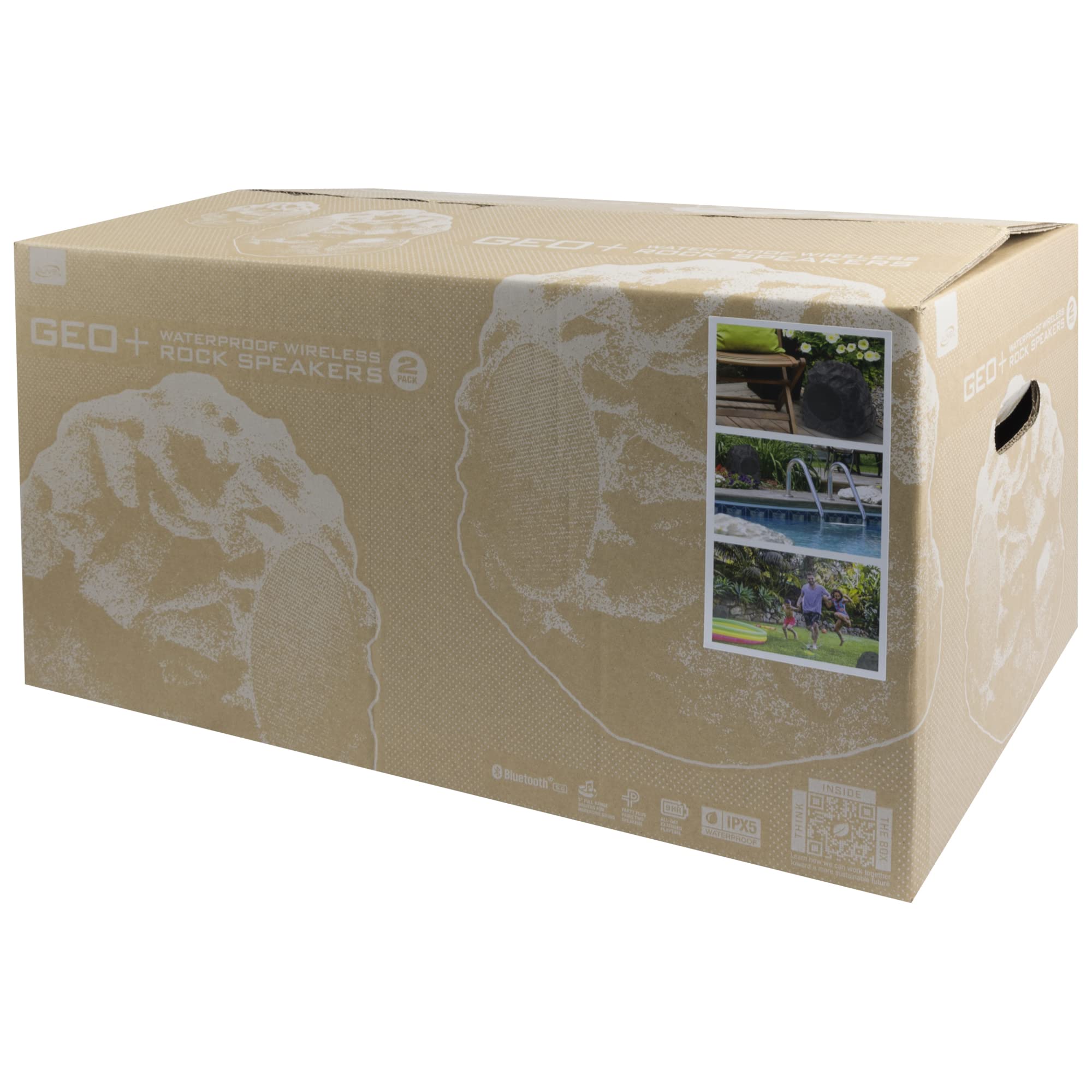 Ilive Outdoor Rock Speaker Pair   Wireless Waterproof Bluetooth Speakers For Patio, Garden, Built For All Seasons With Rechargea