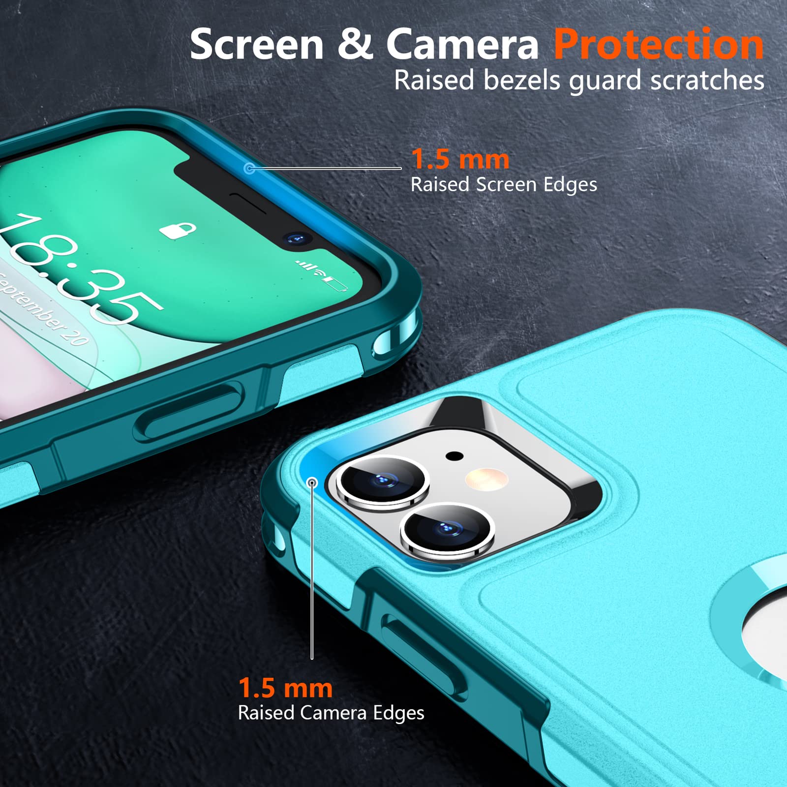 Spidercase Shockproof For Iphone 11 Case, [10 Ft Military Grade Drop Protection] [2 Pcs Tempered Glass Screen Protector+2 Pcs Ca