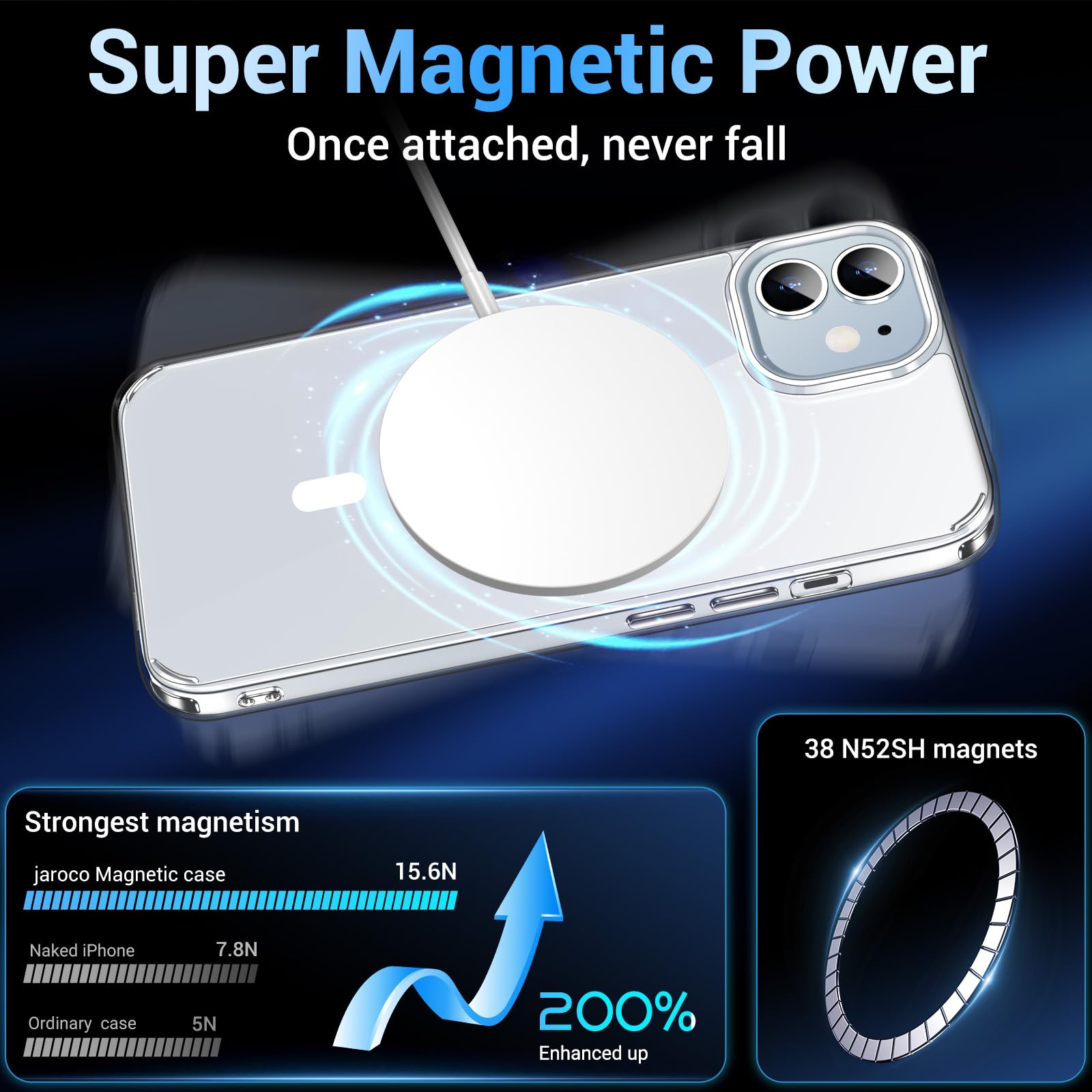 Jaroco For Iphone 12 Case [Compatible With Magsafe] [Anti Yellowing] [Military Grade Protection] Shockproof Slim Thin Magnetic C