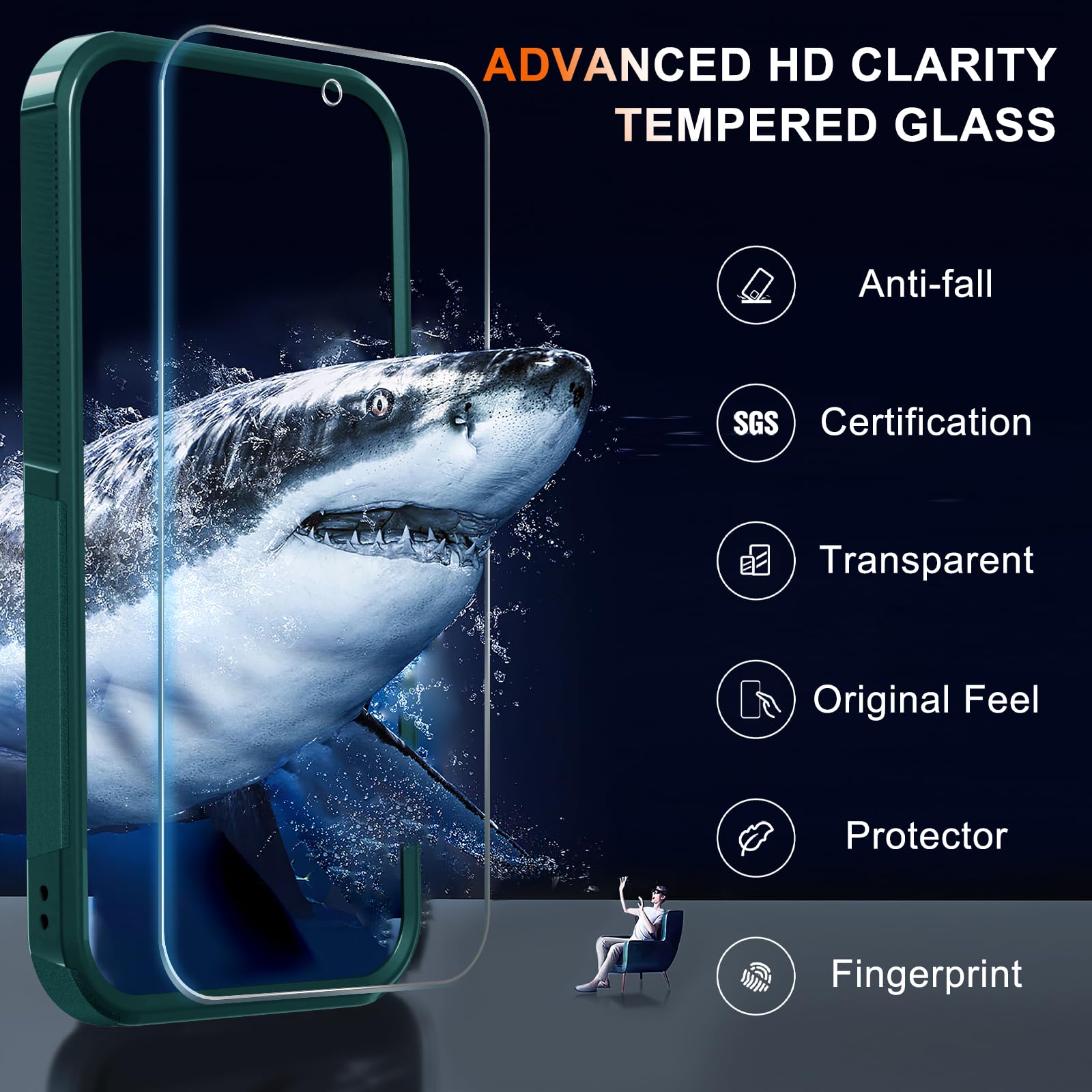 Rmocr Case For Google Pixel 9 Pro Xl, Full Body Heavy Duty Rugged Shockproof Protective Phone Cover With Lanyard Strap, Tempered