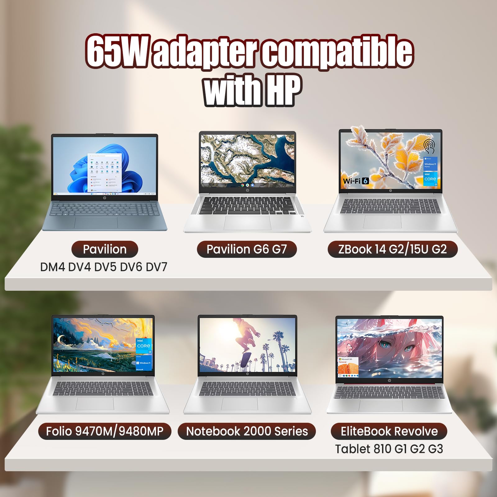 Laptop Charger For Hp Elitebook 745 820 840 850 G1 G2; Probook 430 440 450 455 G1 G2; Hp G42 G50 G56 G60 G61 G62 G71 G72 Power Supply Cord