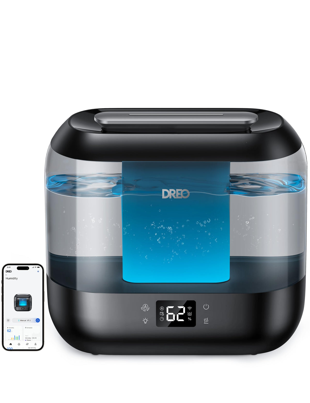 Dreo 4L Smart Humidifiers For Bedroom, Quiet Supersized Cool Mist Ultrasonic Humidifier With Diffuser And Nightlight, 32 Hour Lo