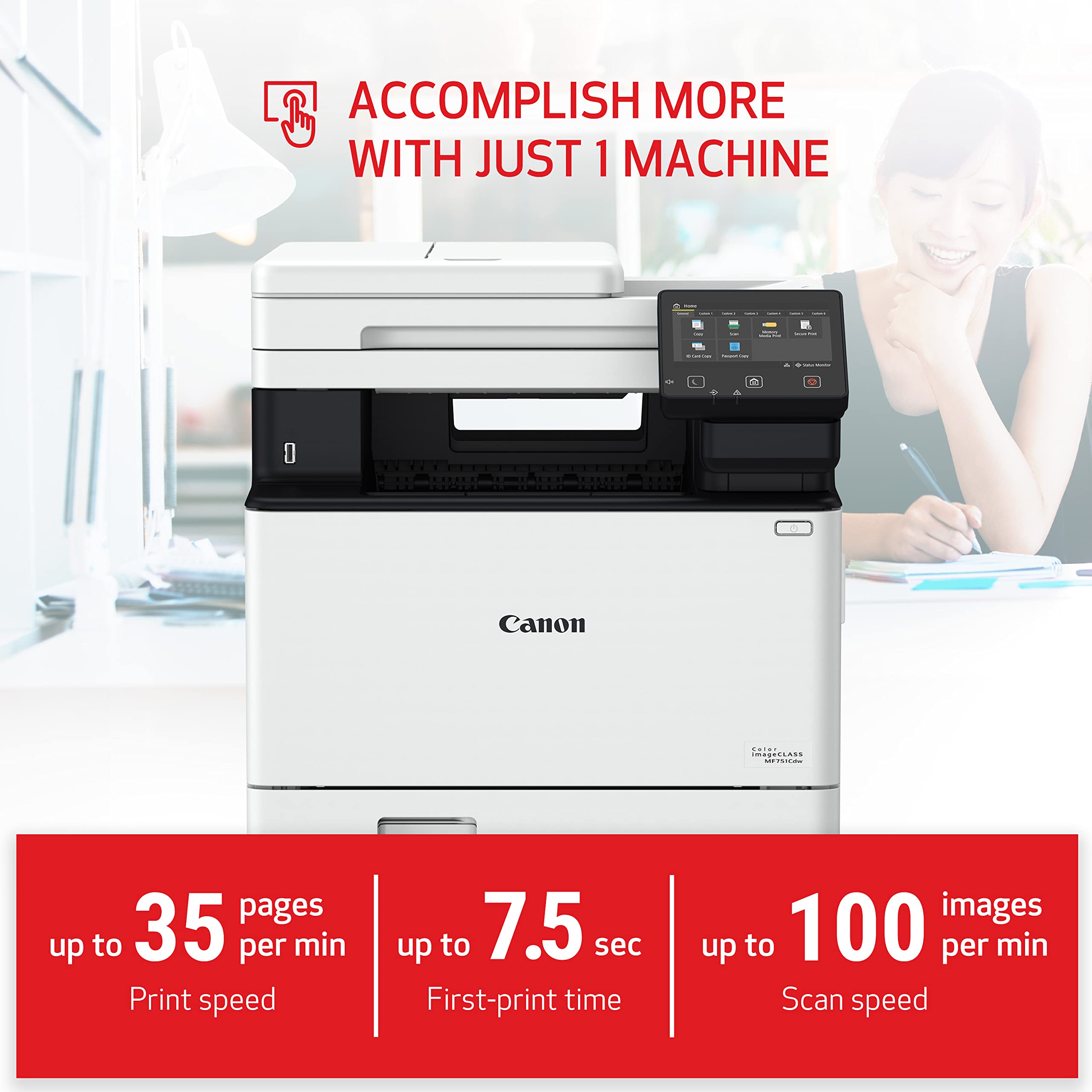 Canon Color Imageclass Mf751Cdw   Multifunction, Duplex, Wireless, Mobile Ready Laser Printer With 3 Year Limited Warranty, Whit