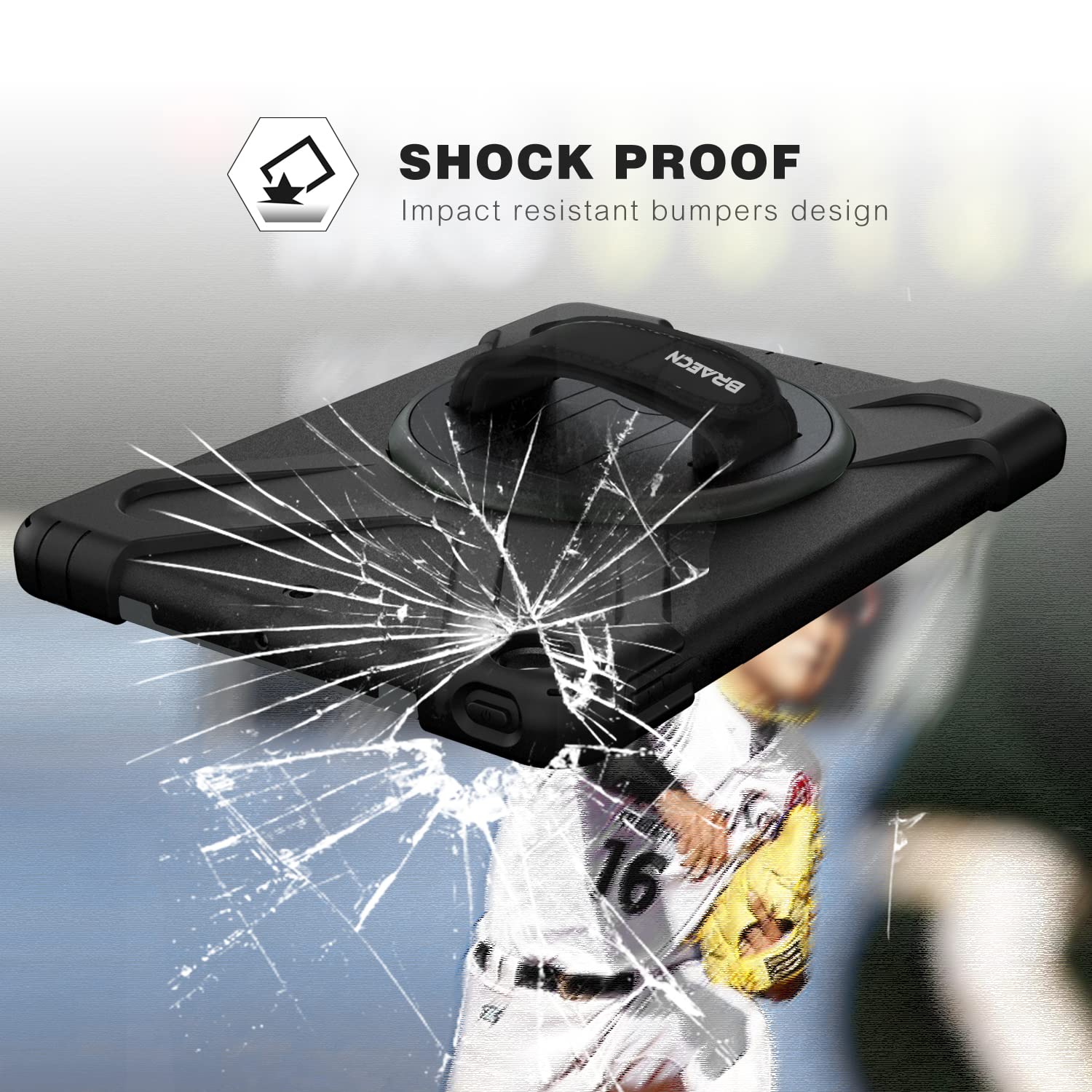 Braecn For Ipad 9Th/8Th/7Th Generation Case, Ipad 10.2 2021/2020/2019 Case With Built In Screen Protector, Hand Strap, Swiveling