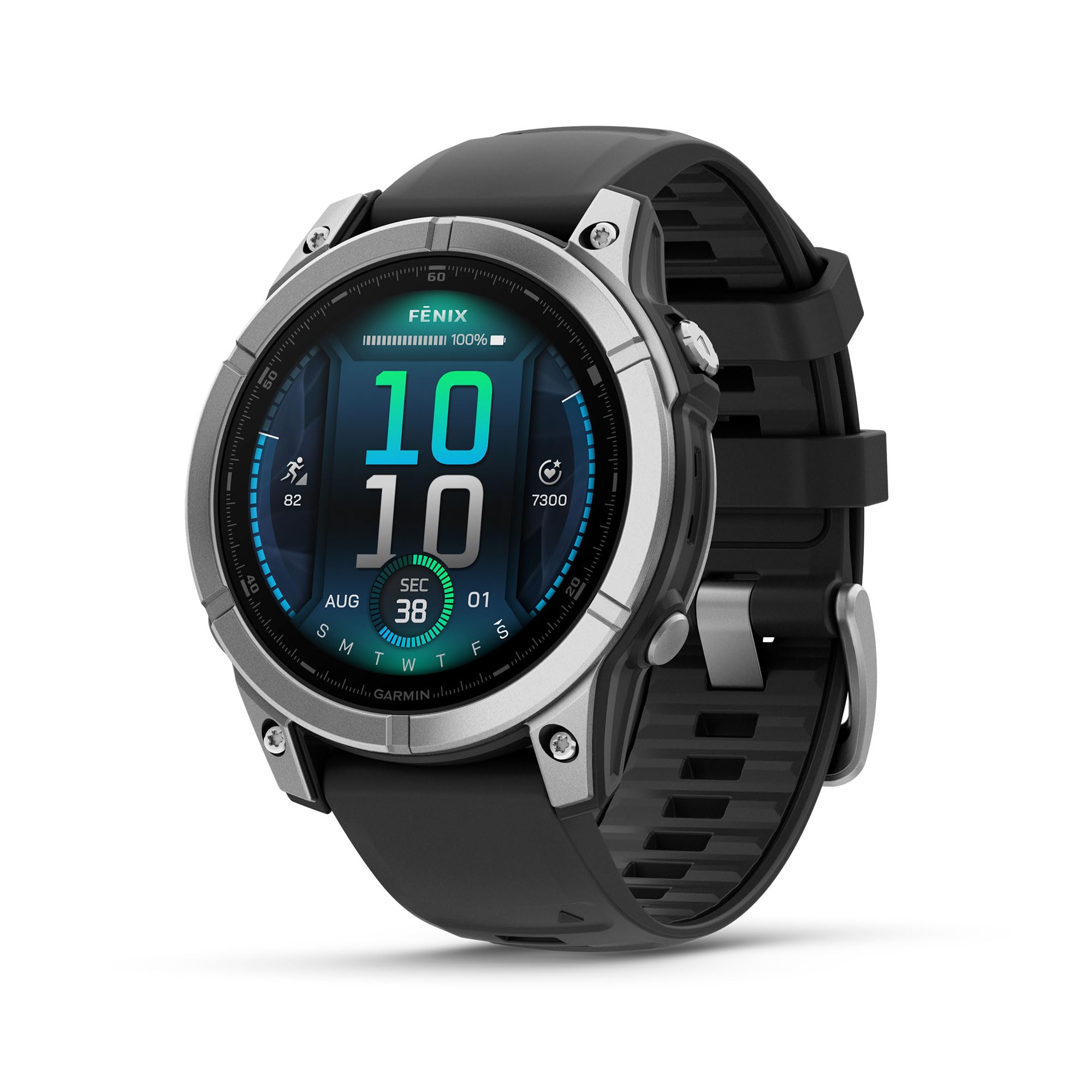 Garmin fenix E - 47 mm, AMOLED, Premium Multisport GPS Smartwatch, Long-Lasting Battery Life, Stainless Steel with Black Band