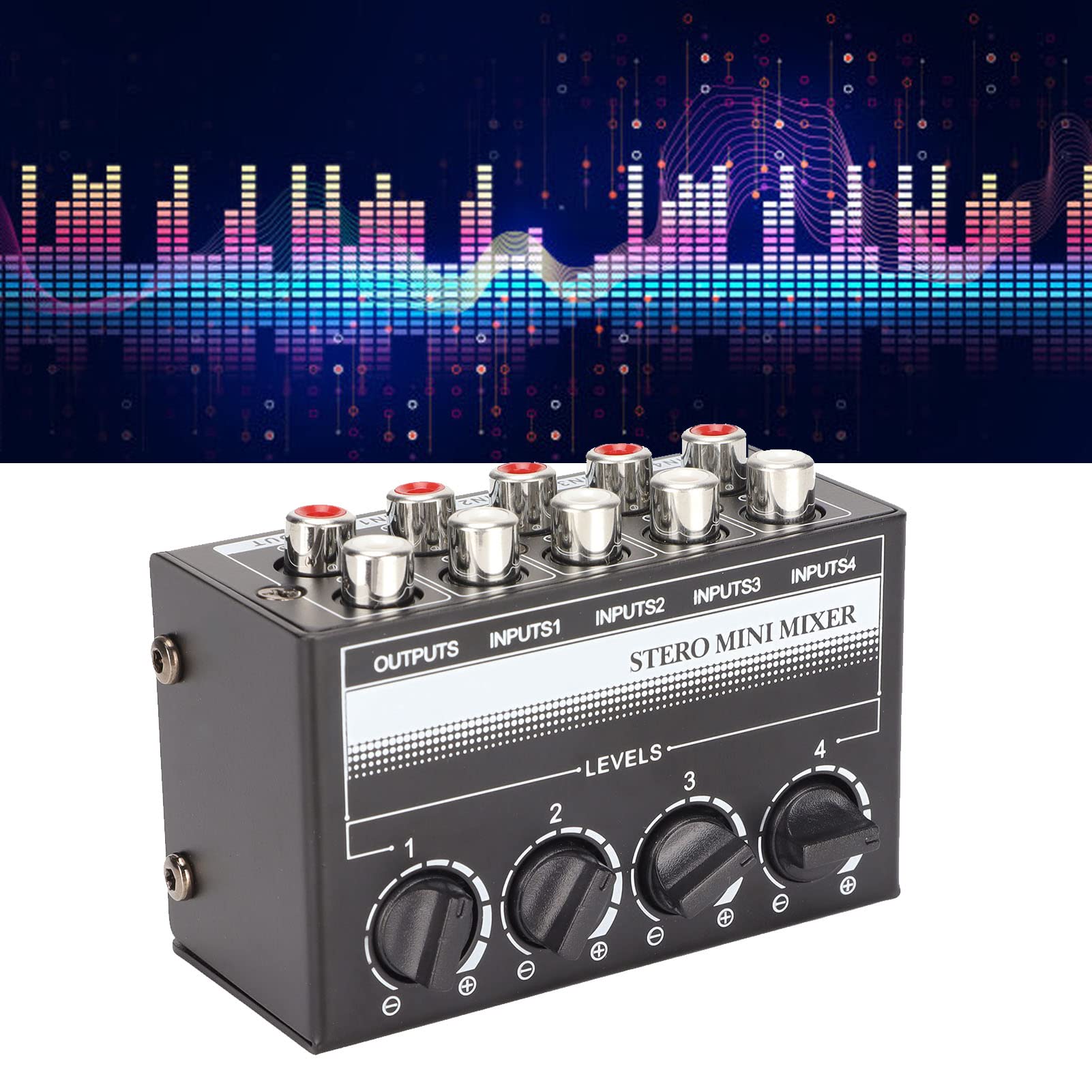 Cx400 Stereo Mini Audio Mixer, 4 Channel Portable Passive Mixer, Inputs Output Separate Volume Controls For Recording Studio Con