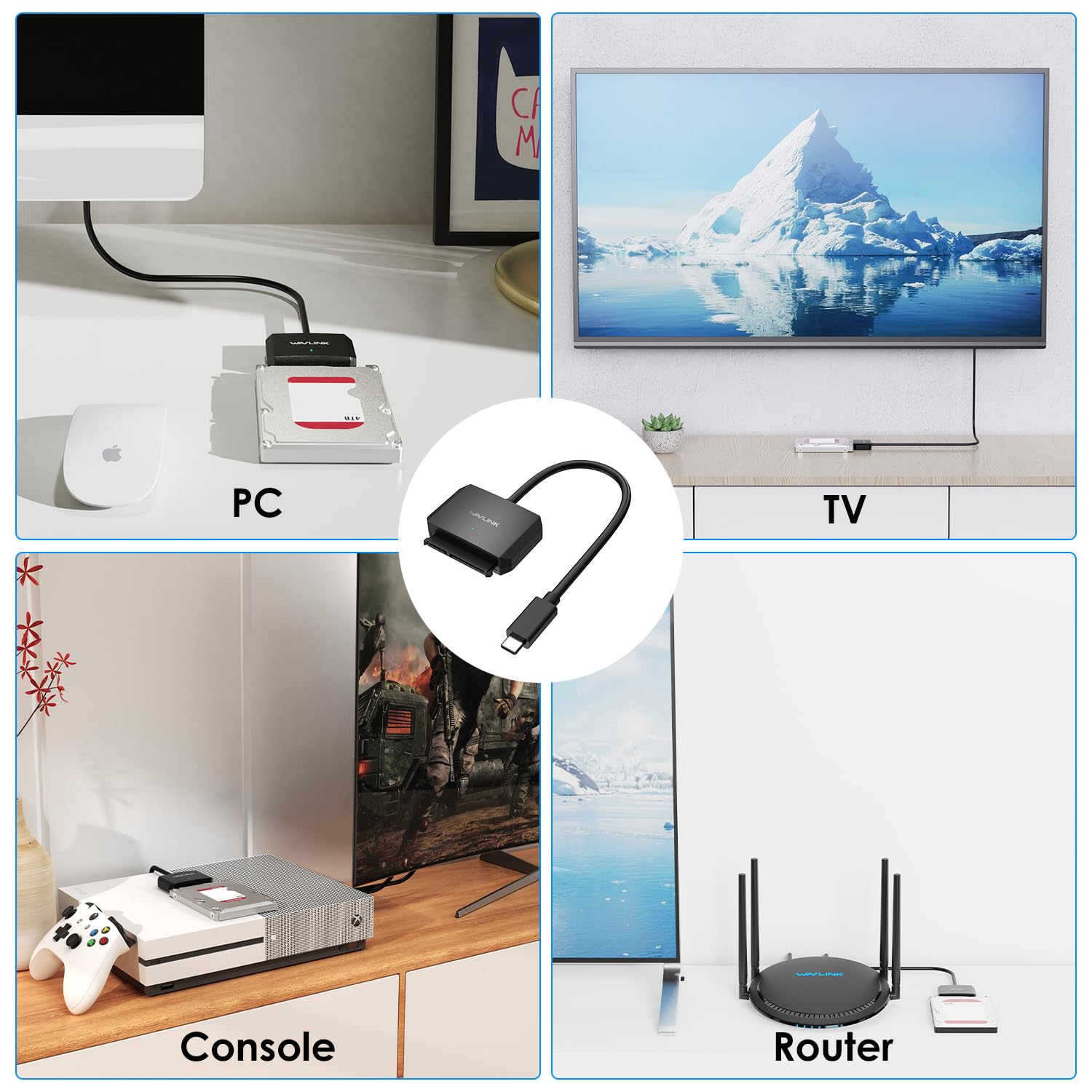 Wavlink Sata To Usb Type C Hard Drive Cable, 5Gbps Usb C To Sata Cable Support Uasp, External Hard Drive Sata I/Ii/Iii Connector