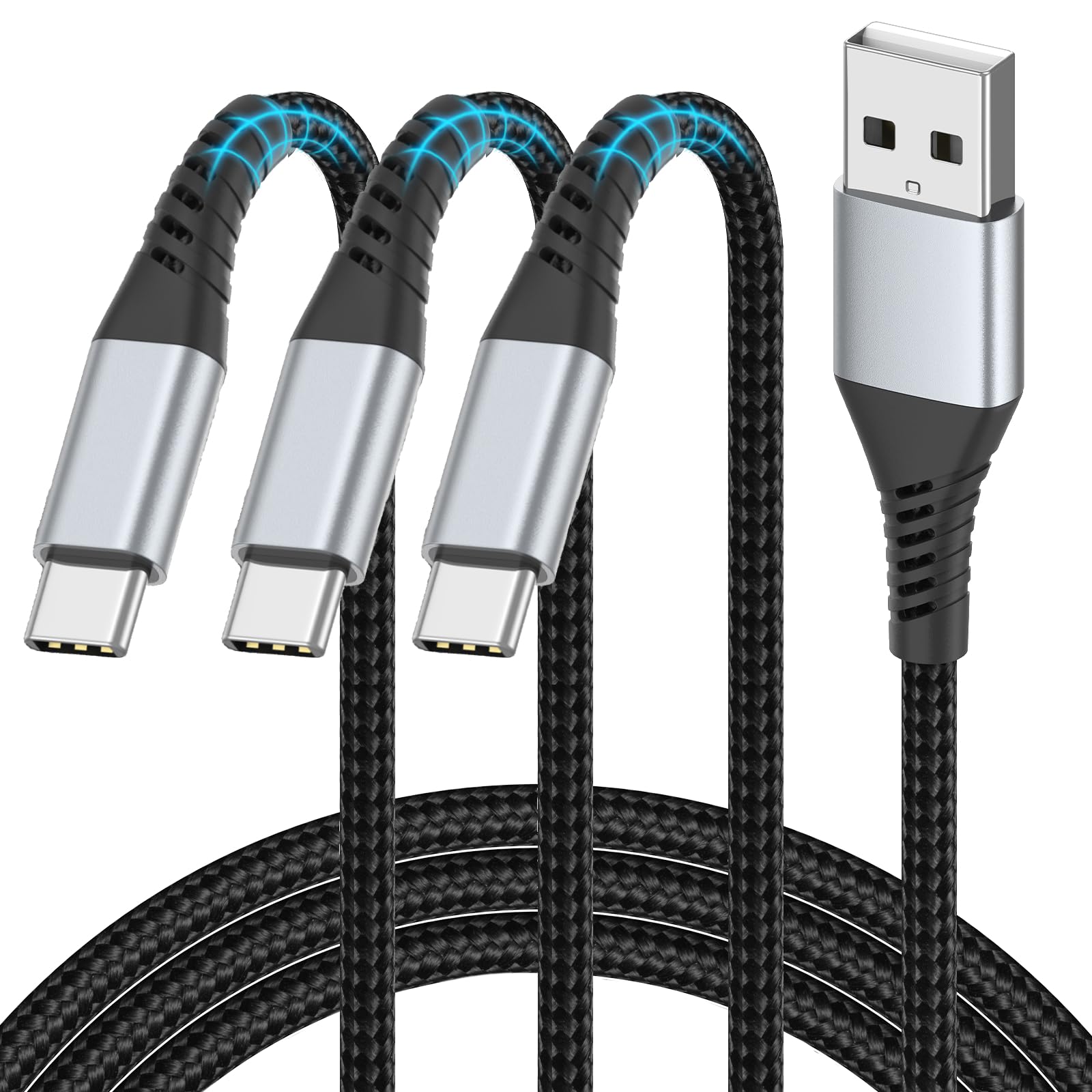 2 Ft Usb C Cable Short, 3 Pack Braided Usb To Usb C Cable 2 Foot Usb Type C Cable Fast Charging Car Charger Android For Iphone 1