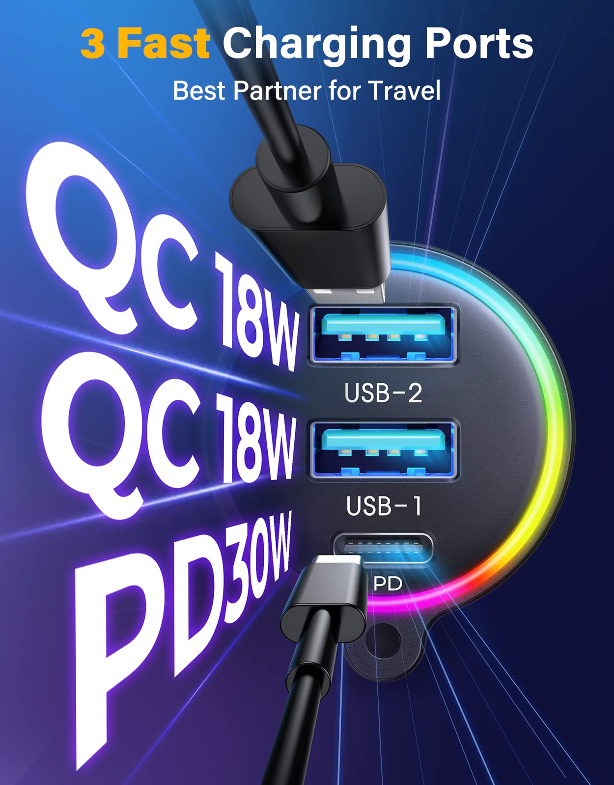 Bluetooth 5.3 Fm/Aux Bluetooth Car Adapter, Joyroom?Air Vent Installation & Bass Boost? 3 Ports Pd&Qc 3.0 Fm Transmitter For Car