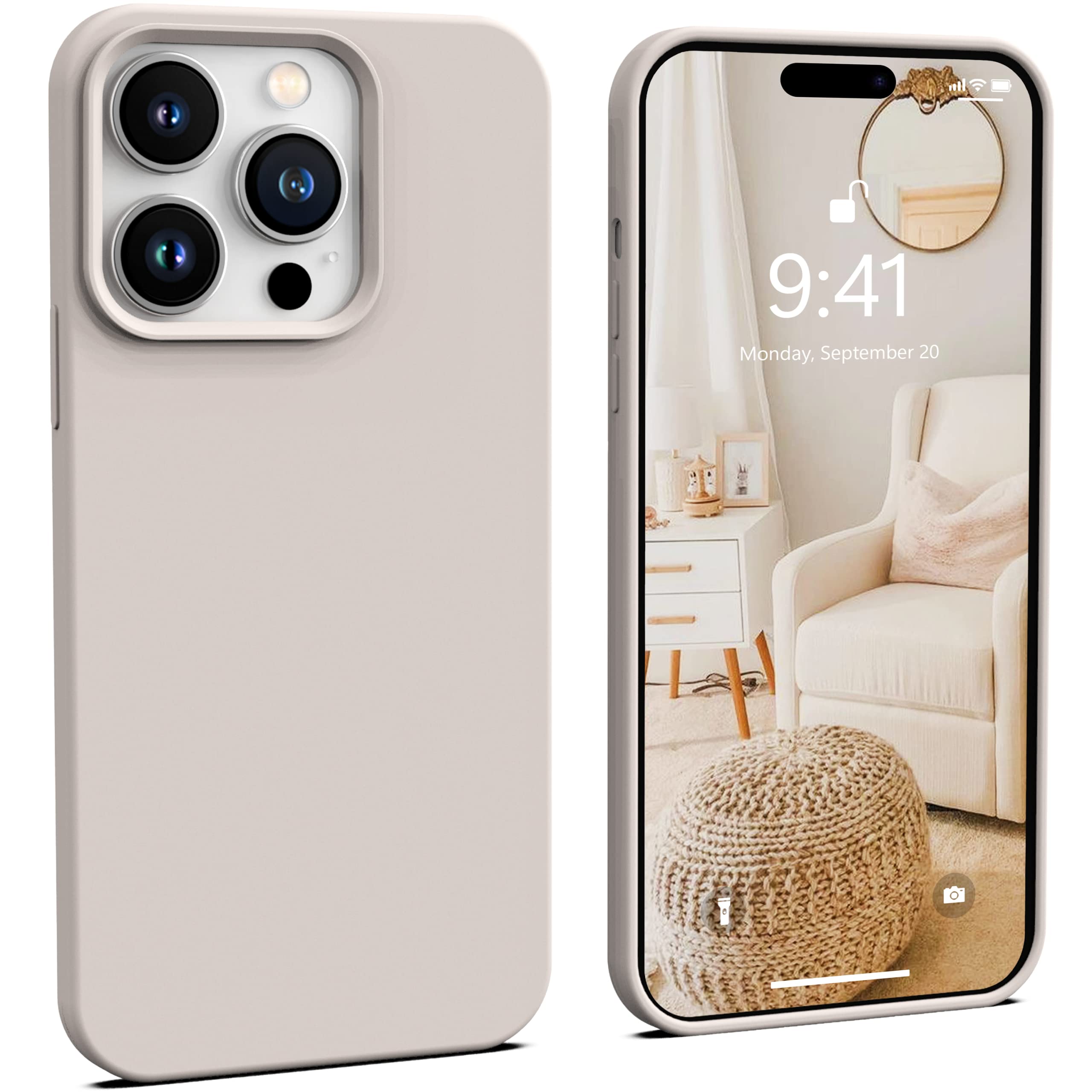Icesword Iphone 14 Pro Case Stone (2022), Liquid Silicone Case Phone Cover Slim Protective, Soft Anti Scratch Microfiber Lining,