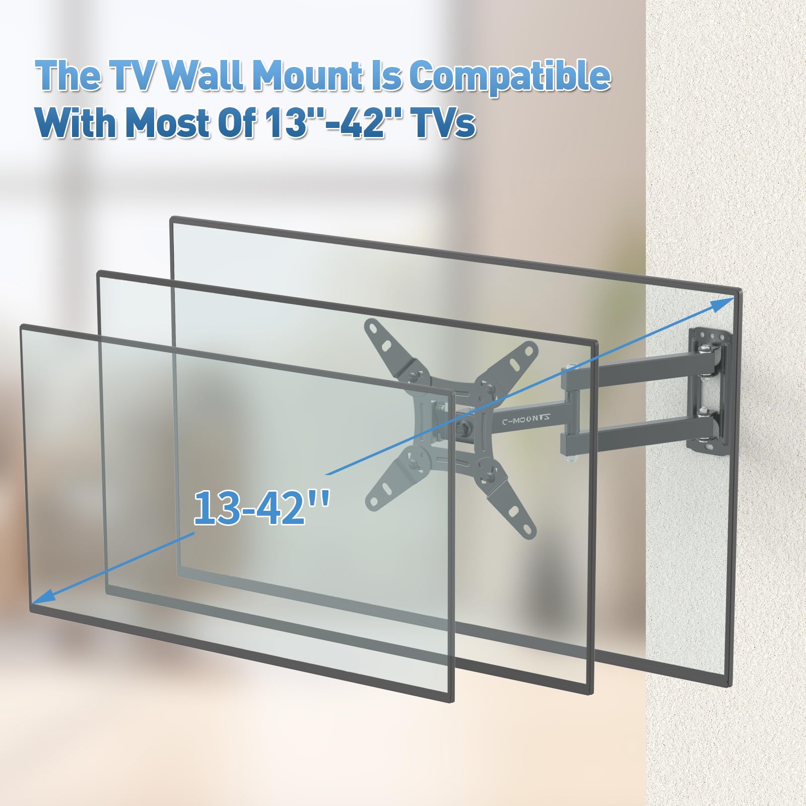 C Mounts Full Motion Tv Wall Mount With Swivel,Extension And Tilt For Most 13 42 Inch Led Lcd Flat Screen Tvs & Monitors, Holds
