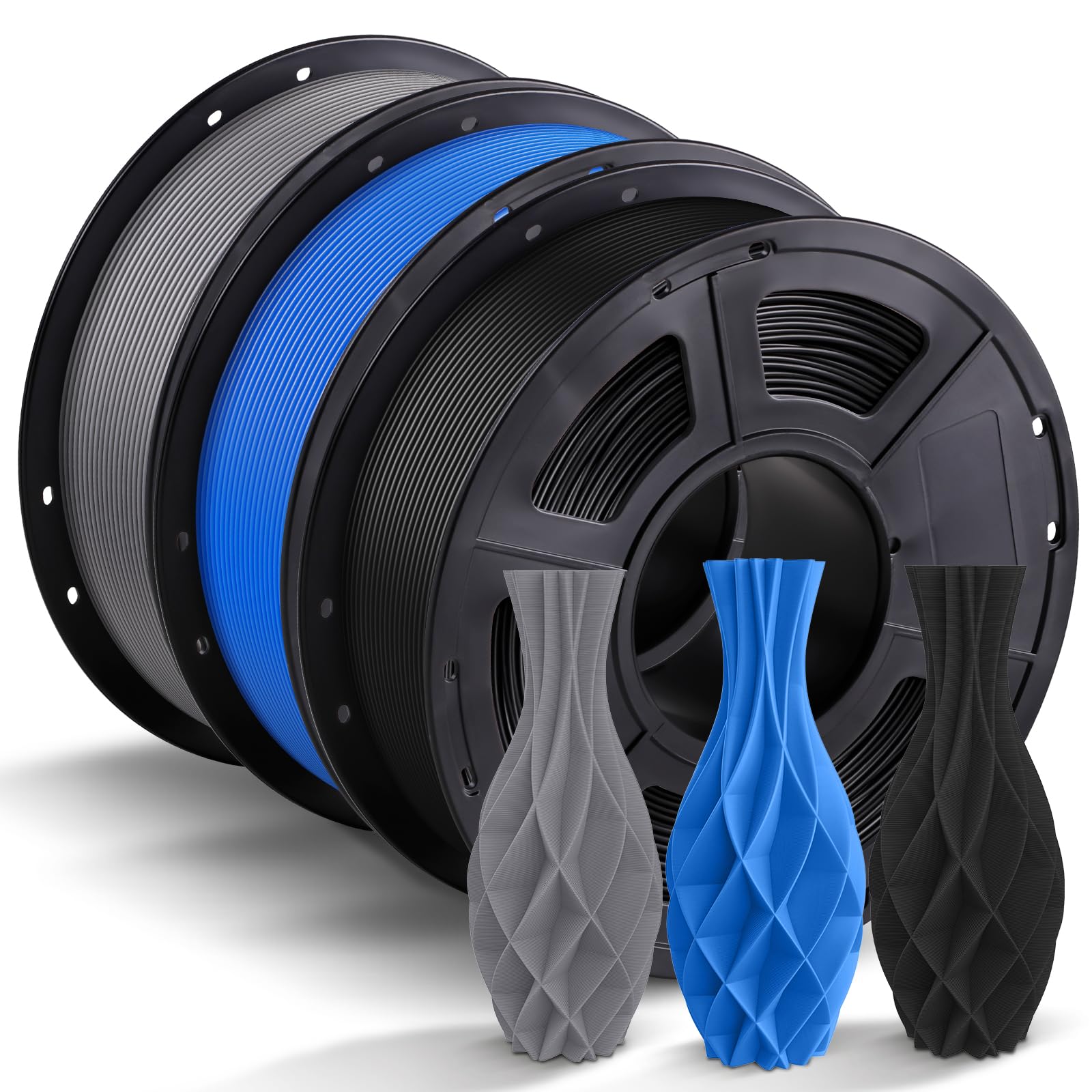 Anycubic Pla Filament 1.75Mm Bundle 3Kg, 3D Printing Pla Filament 1.75Mm Dimensional Accuracy +/  0.02Mm, 1Kg Spool (2.2 Lbs), 3