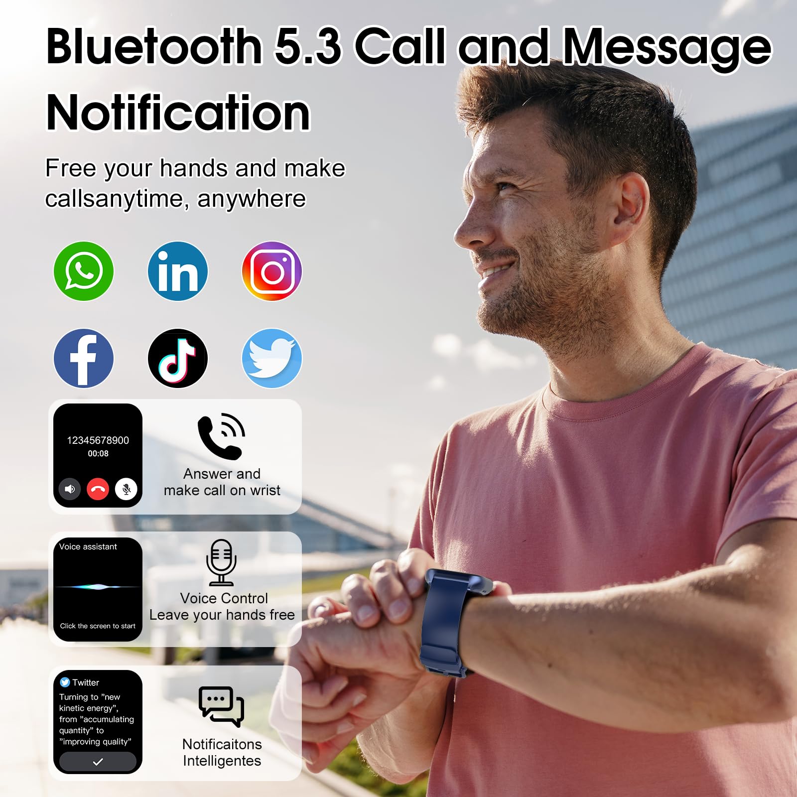 Smart Watch, 1.85'' Hd Smartwatch For Men (Answer/Make Call), Fitness Activity Tracker, 110+ Sports Modes/Heart Rate/Sleep Monit