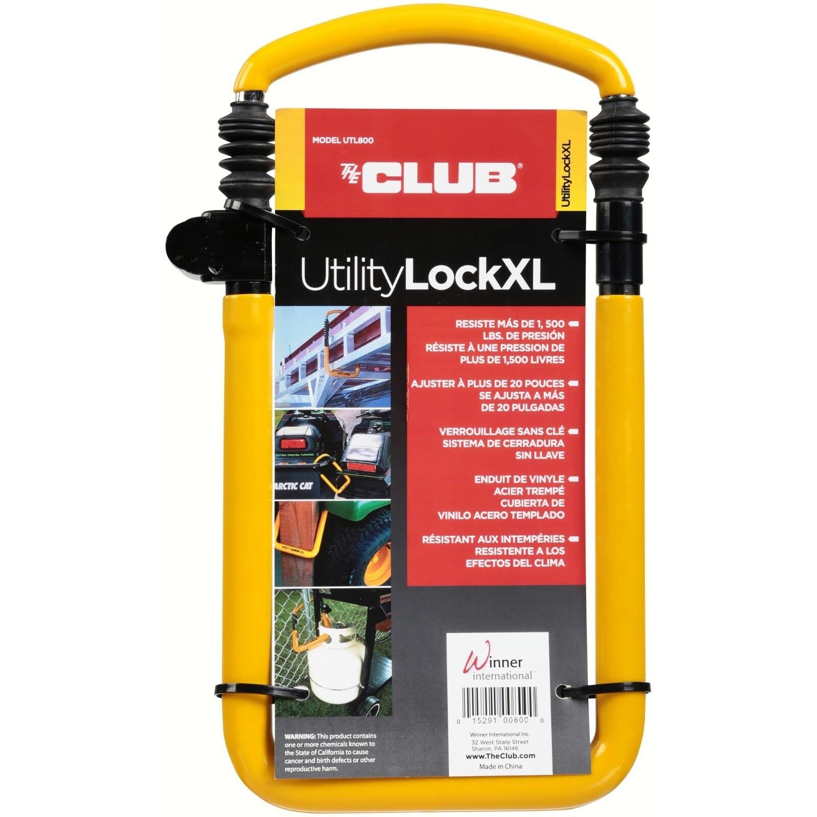 Winner International The Club Utl800 Utility Lock, 13.25'' 20.25'', Yellow
